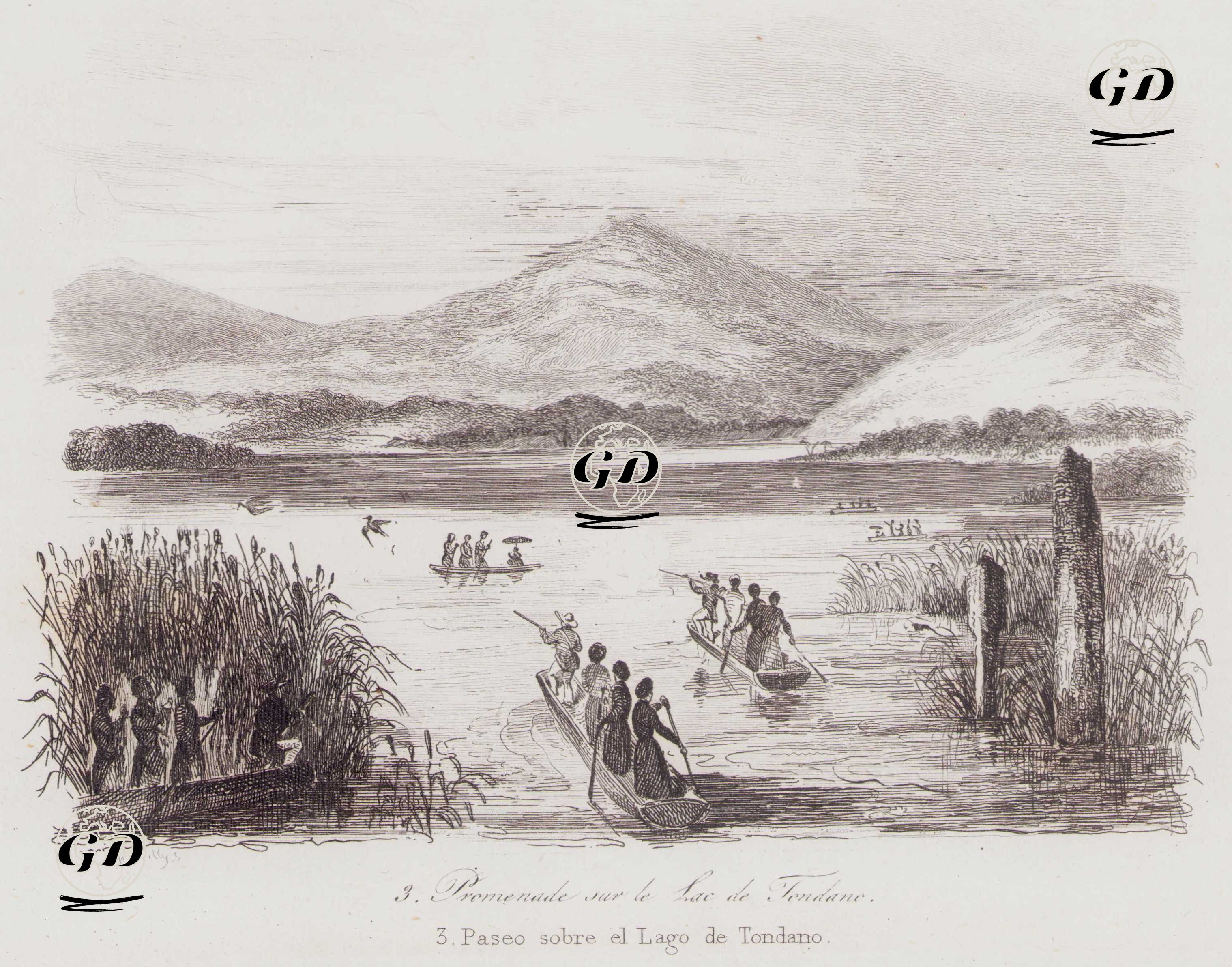 Tondano Gölü’nde Gezinti ve Avcılık, Endonezya - Louis Auguste de Sainson (1800-1874) - 1834