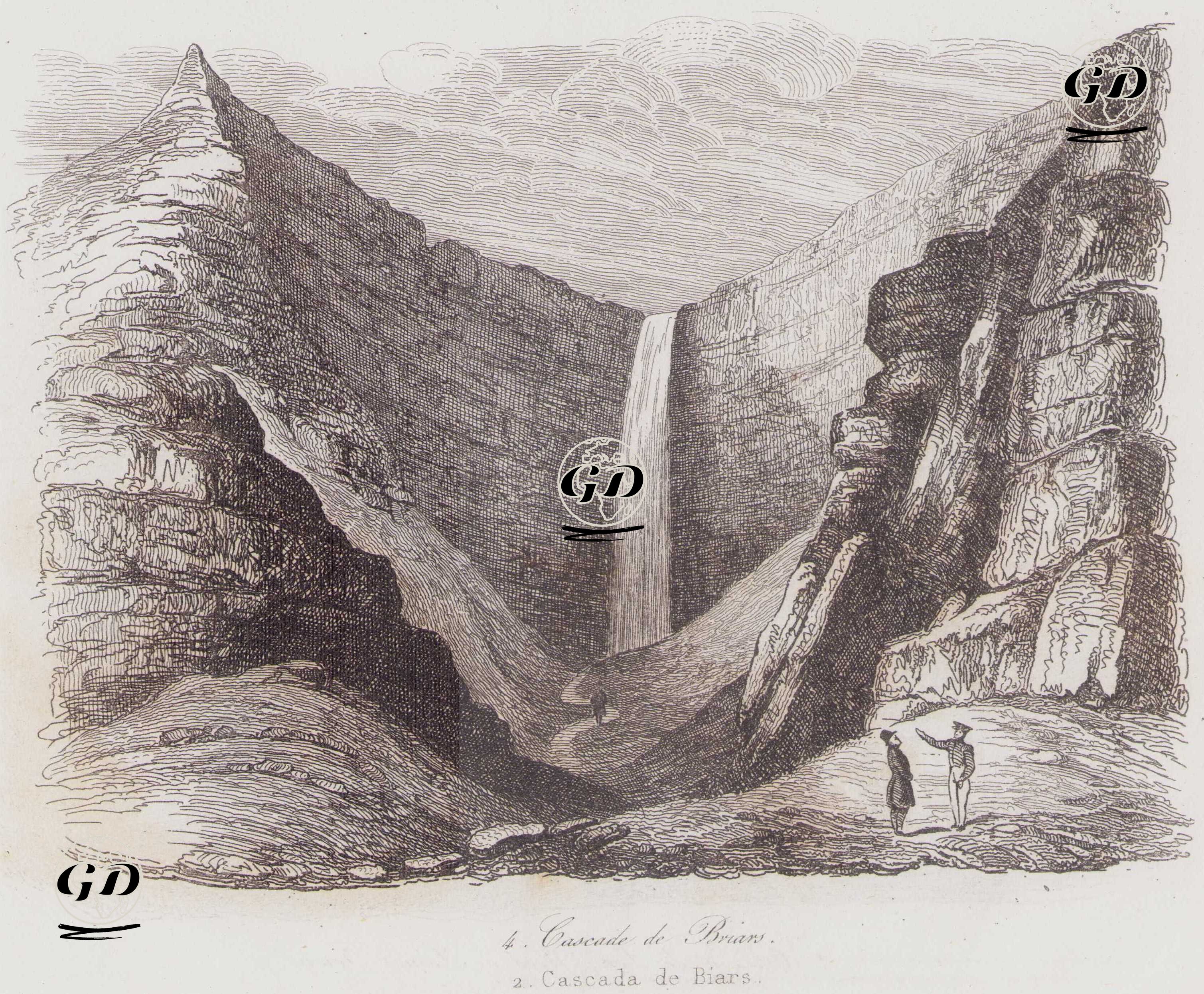 Briars Şelalesi, Saint Helena Adası - Louis Auguste de Sainson (1800-1874) - 1834