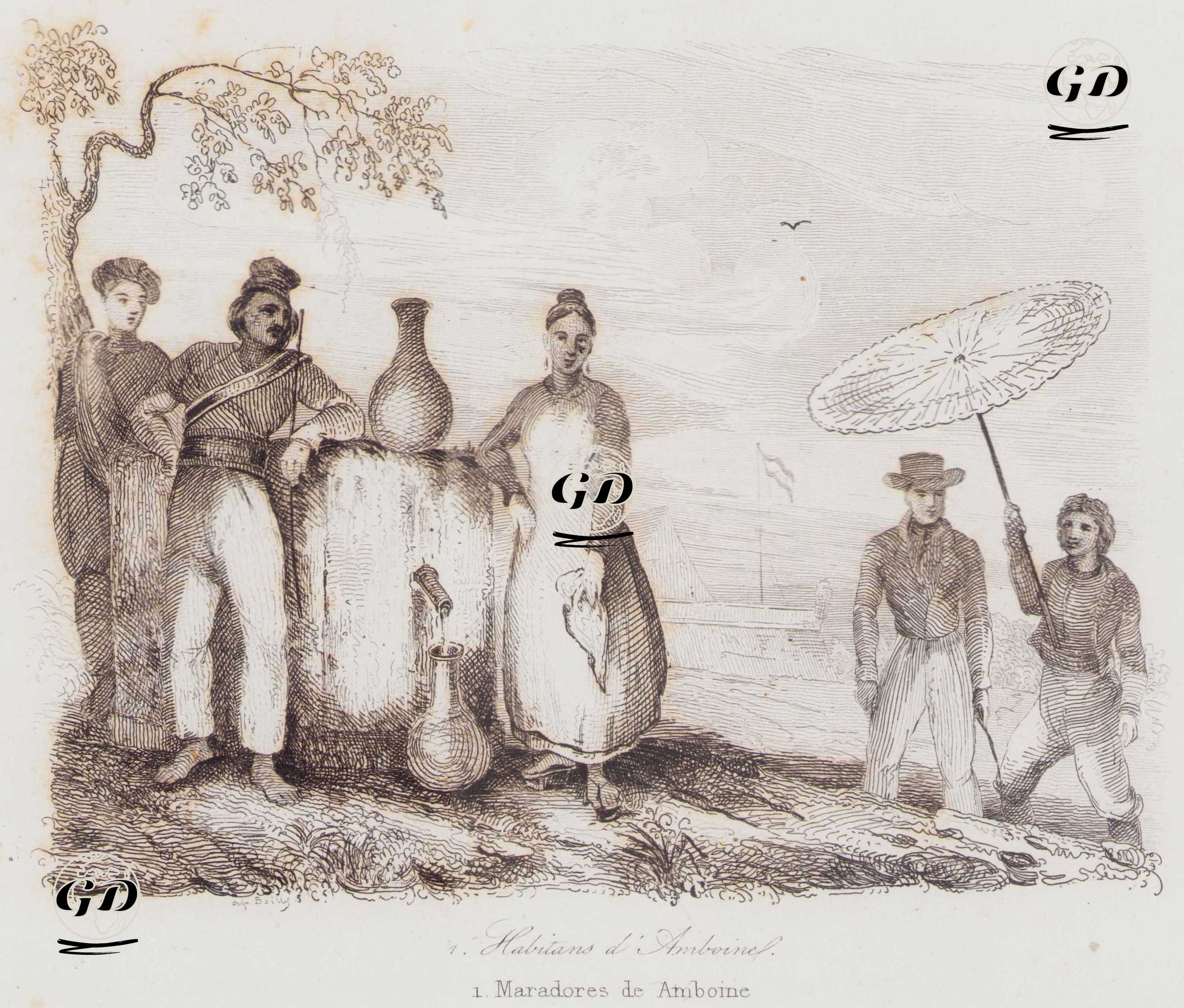 Molük Adalarının Ambon Halkı, Endonezya - Louis Auguste de Sainson (1800-1874) - 1834