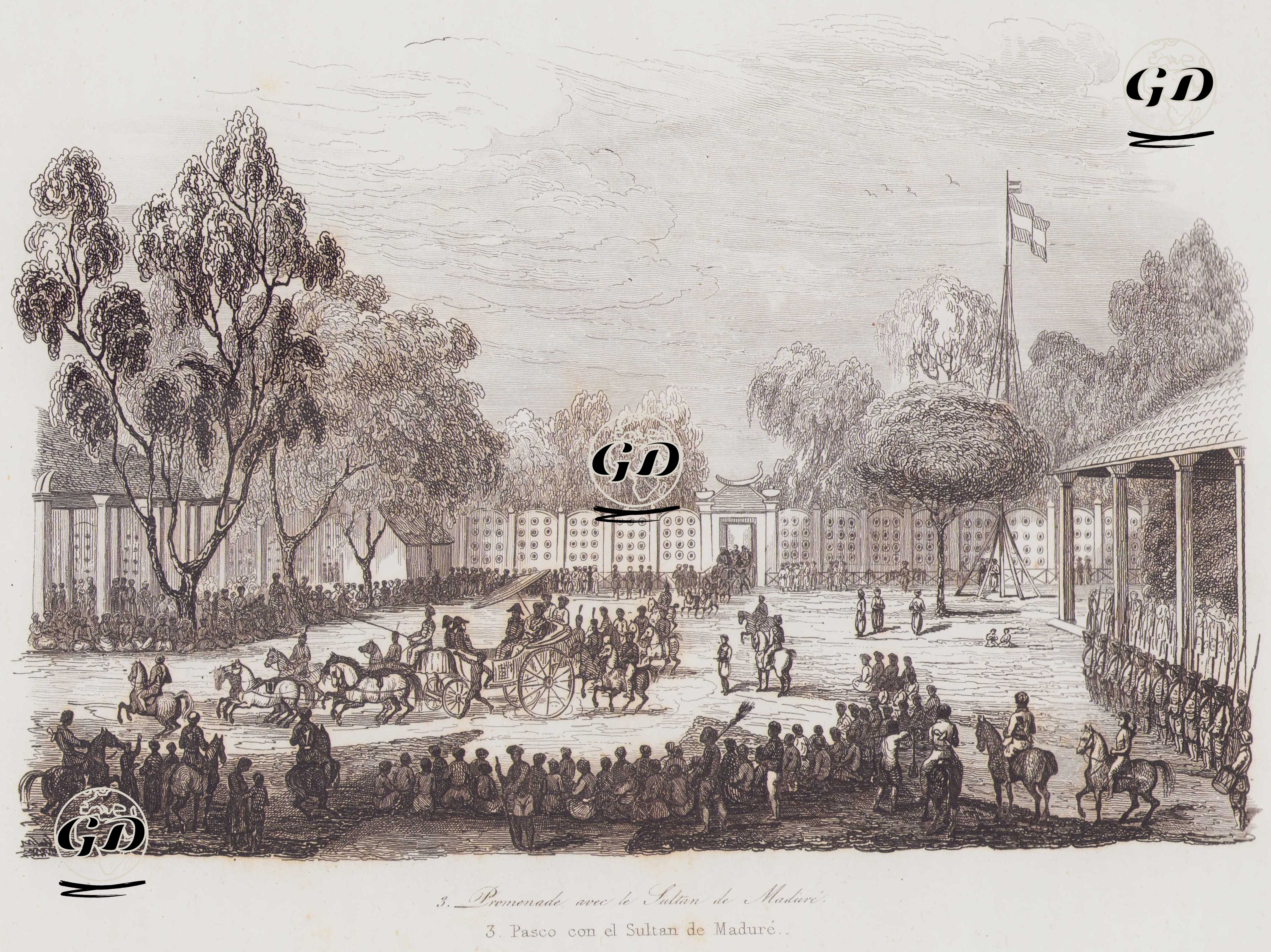 Madure Sultanı’nın Saray Mensupları ve Askerlerle Birlikte Gerçekleştirdiği Törensel Bir Gezinti - Louis Auguste de Sainson (1800-1874) - 1834
