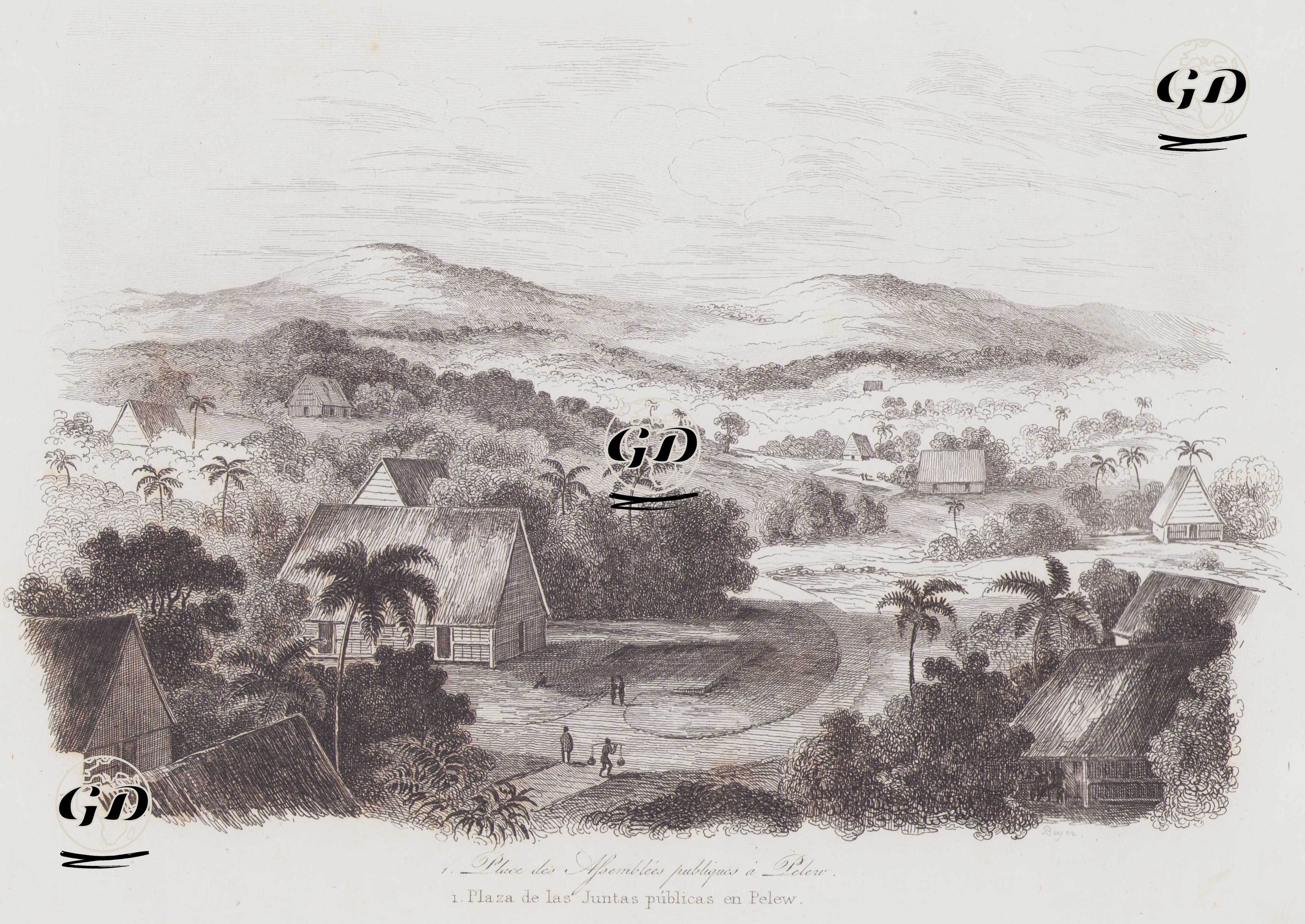Pelew Adaları’nda Halk Toplantılarının Yapıldığı Meydan - Louis Auguste de Sainson (1800-1874) - 1834