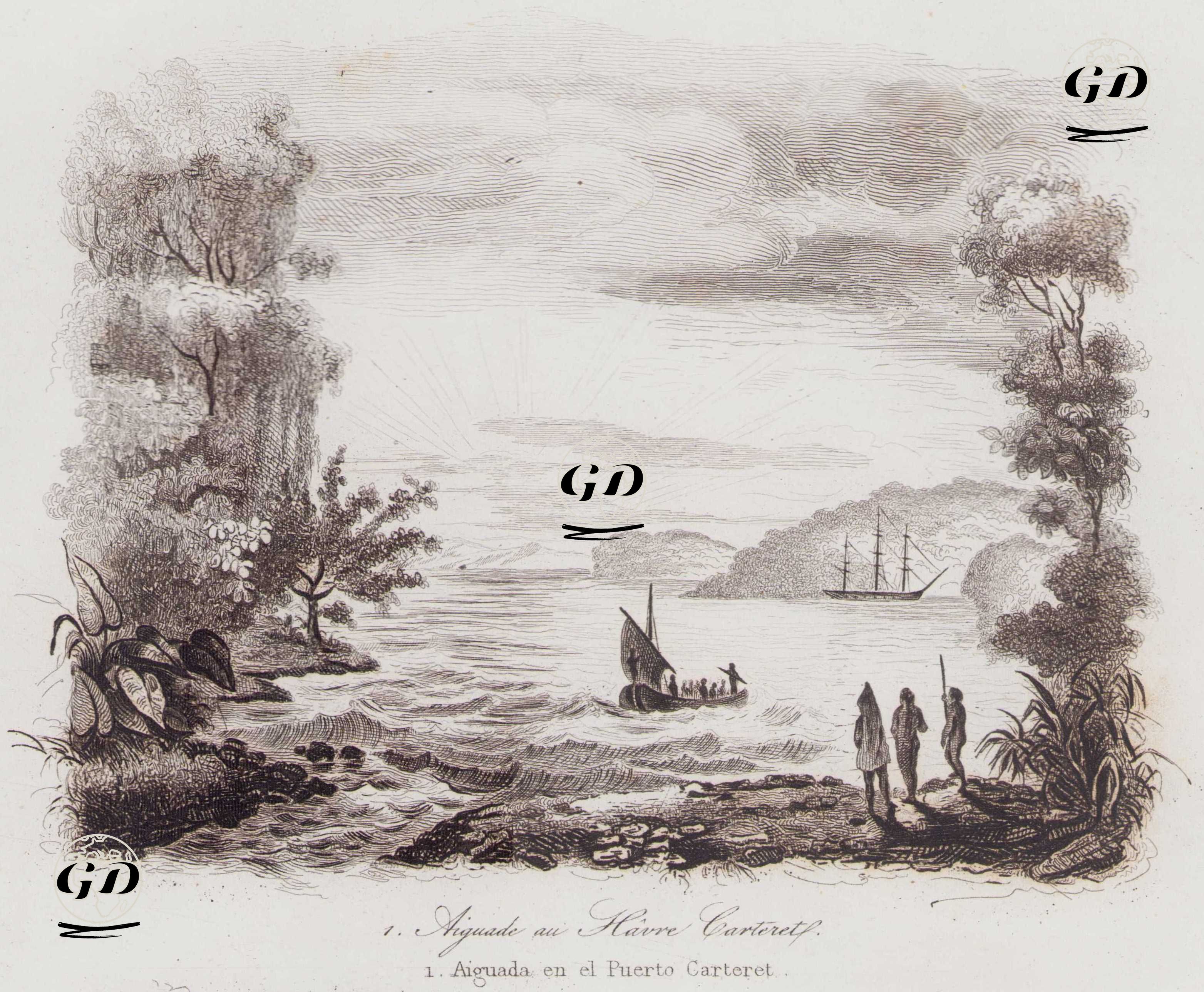 Aiguade au Havre Carteret - Louis Auguste de Sainson (1800-1874) - 1834