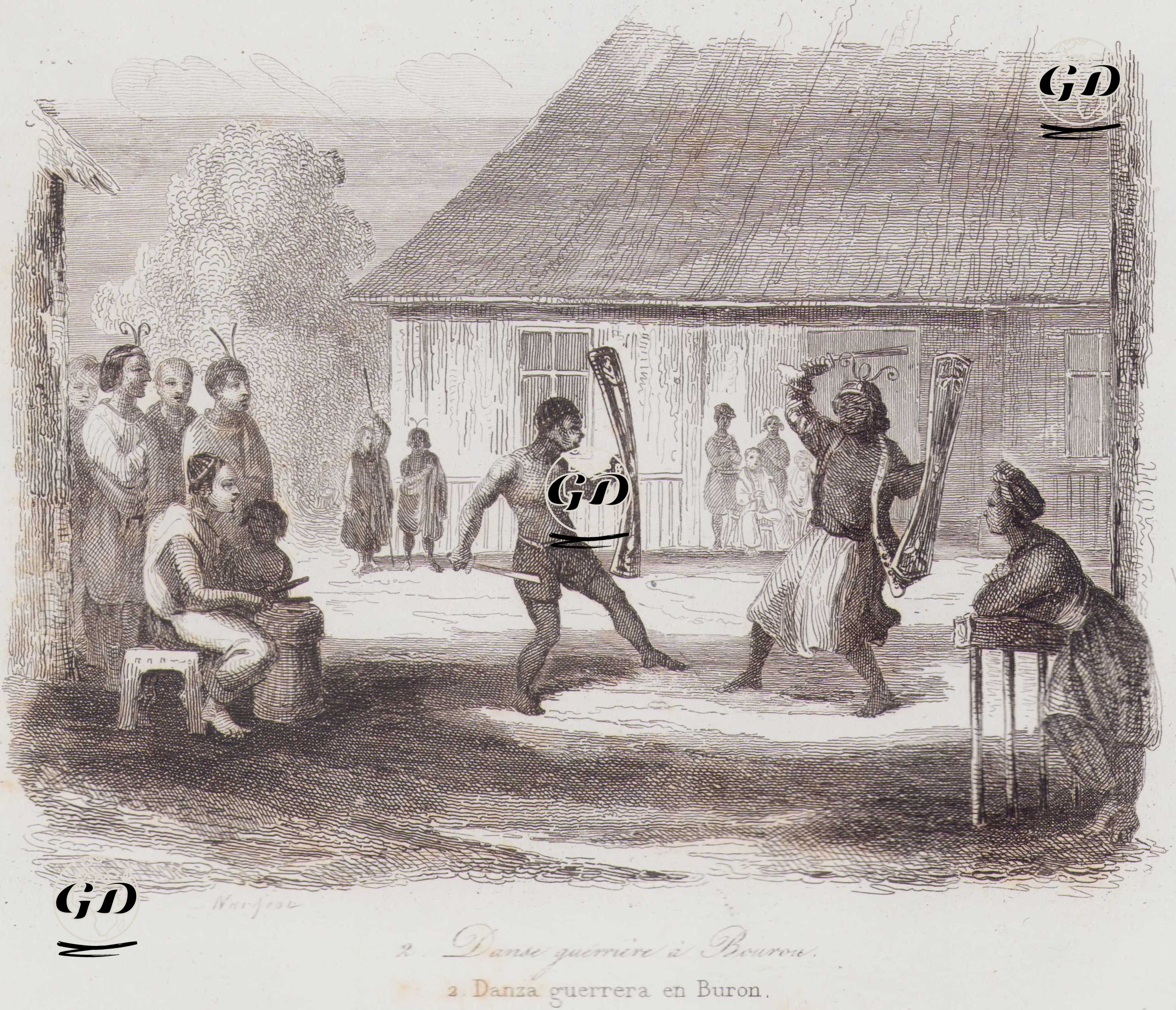 Danse Guerriere a Burouru - Louis Auguste de Sainson (1800-1874) - 1834