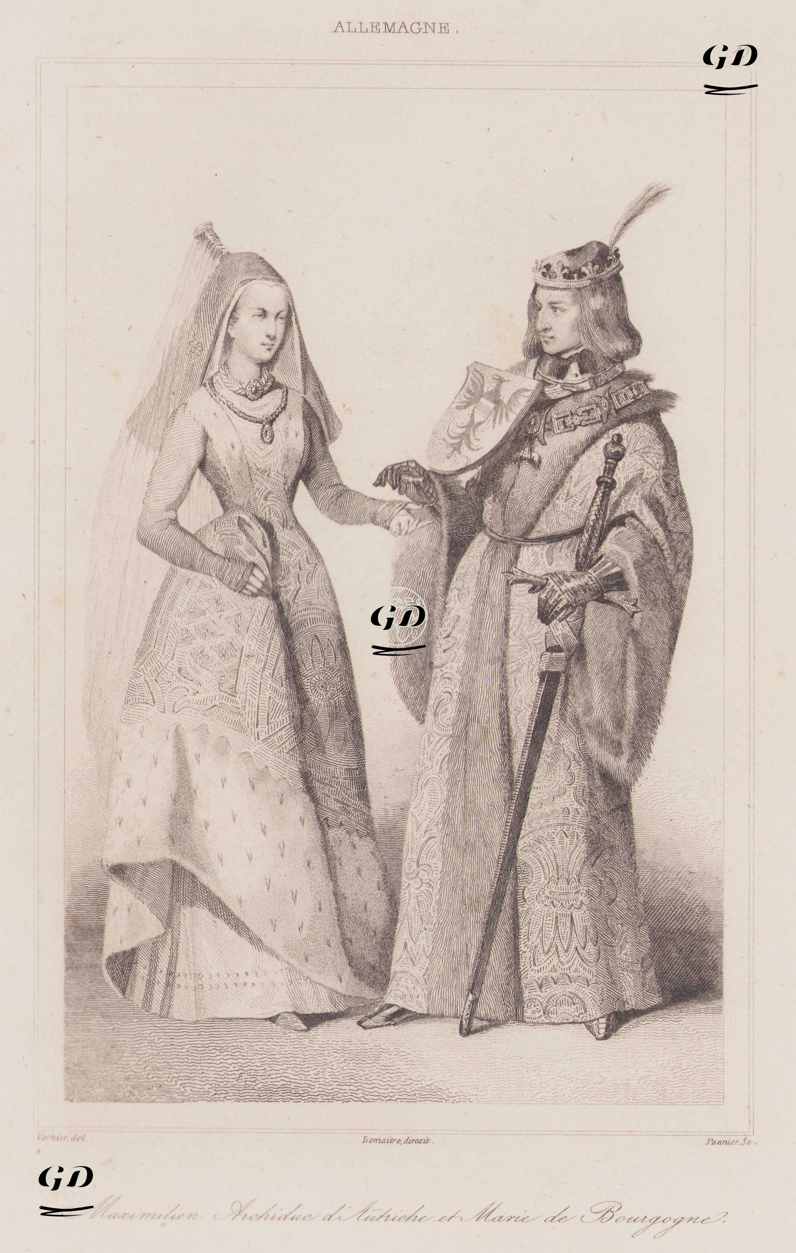 Kutsal Roma-Germen İmparatoru ve Avusturya Arşidükü I. Maximilian (1459-1519) ve Karısı Burgonya'lı Mary (1457-1482) - Vernier - 1839