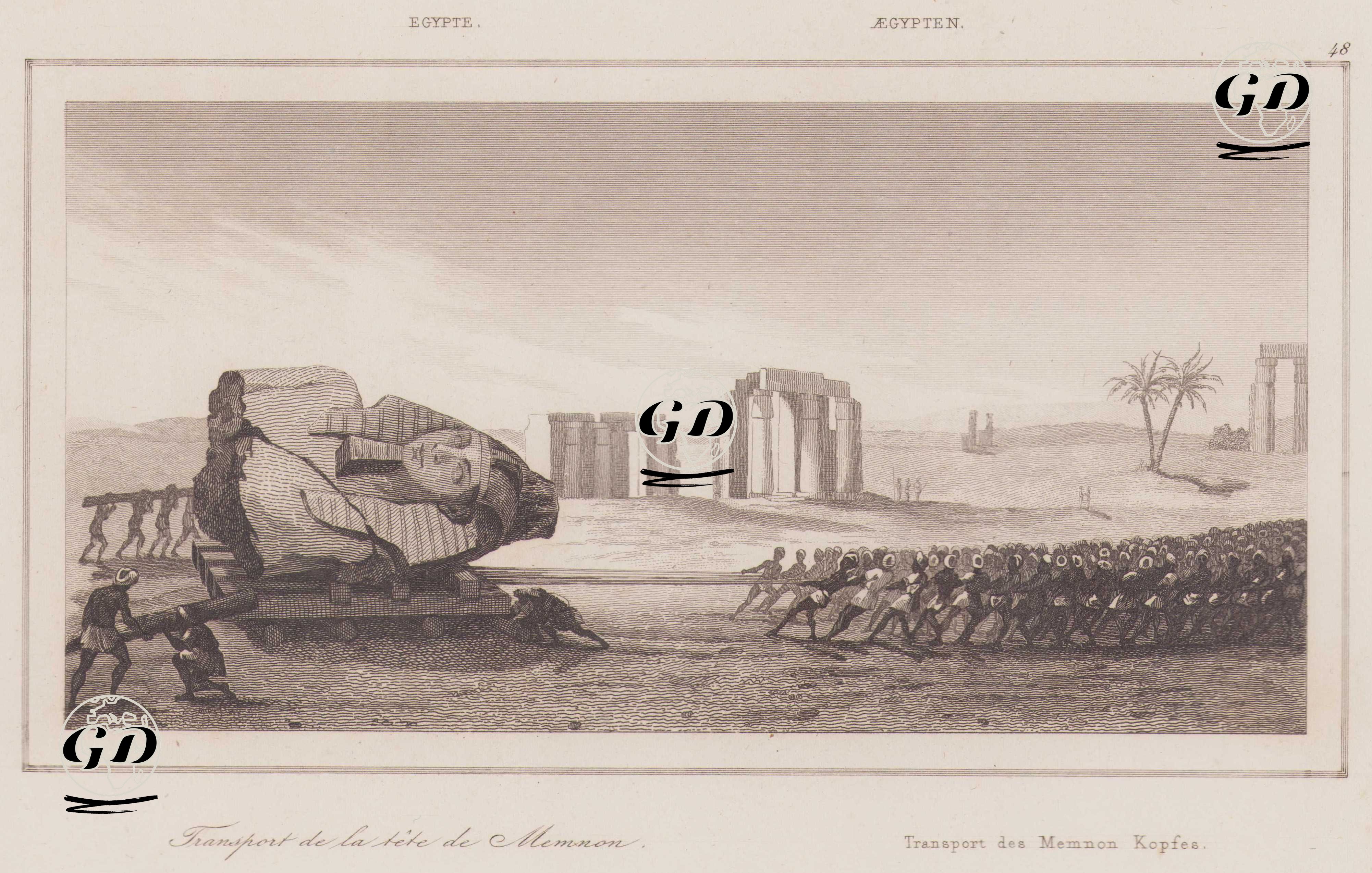 Mısır'da Memnon Heykel Başının Taşınması -  - 1839