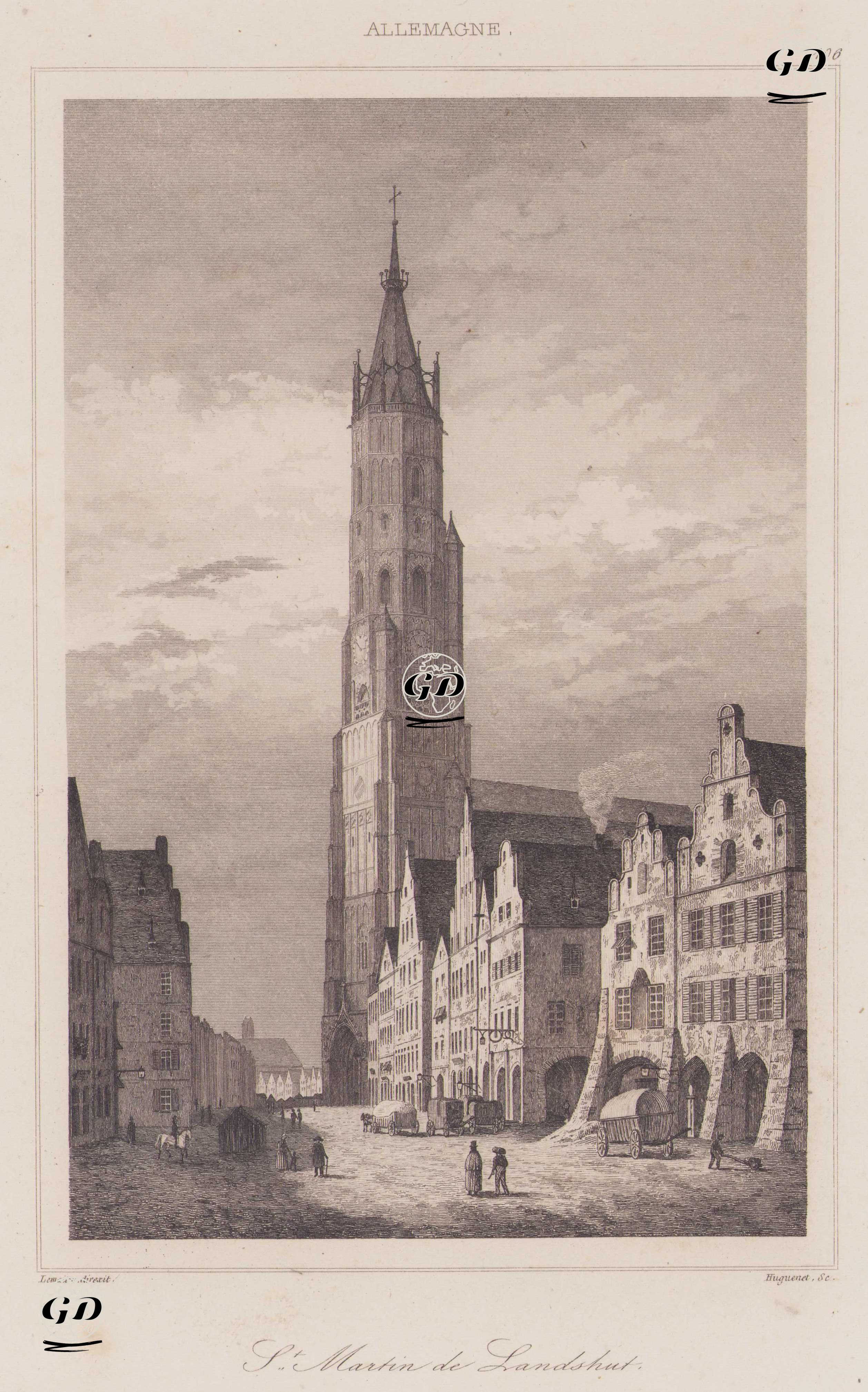 St. Martin de Landshut, Allemagne (St. Martin's Church in Landshut, Germany) -  - 1839