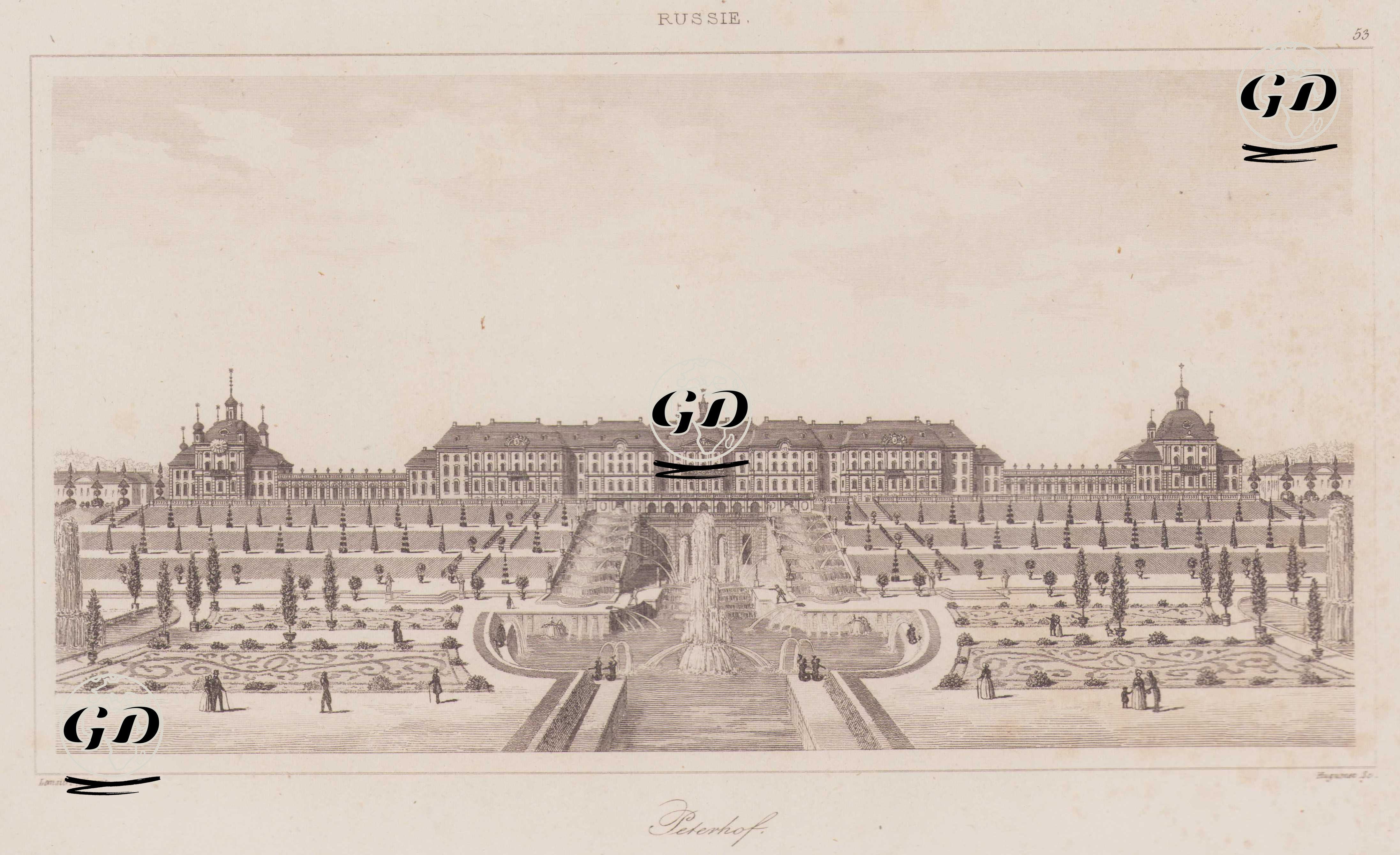 Peterhof Sarayı ve Fıskiye Terasları, Rusya -  - 1839