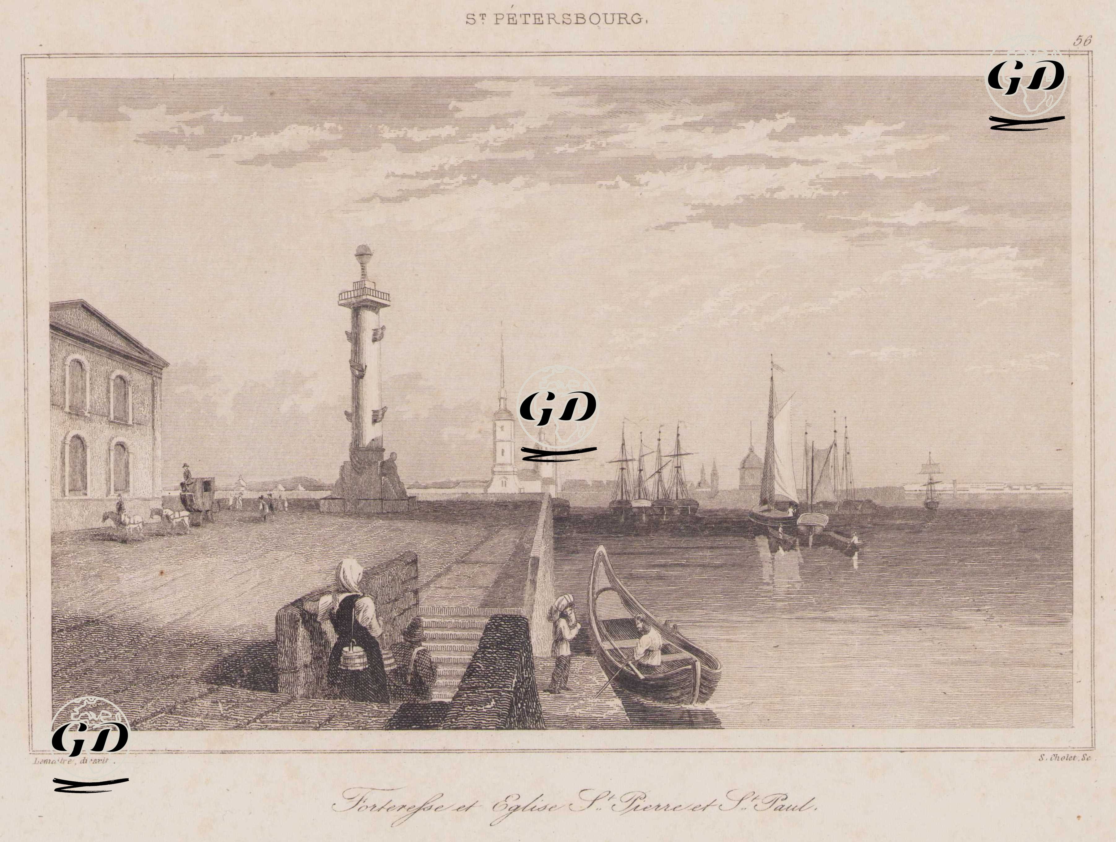 St. Petersburg'da Neva Nehri Kıyısında Yer Alan St.Peter ve St.Paul Kalesi ve Kilisesi -  - 1839