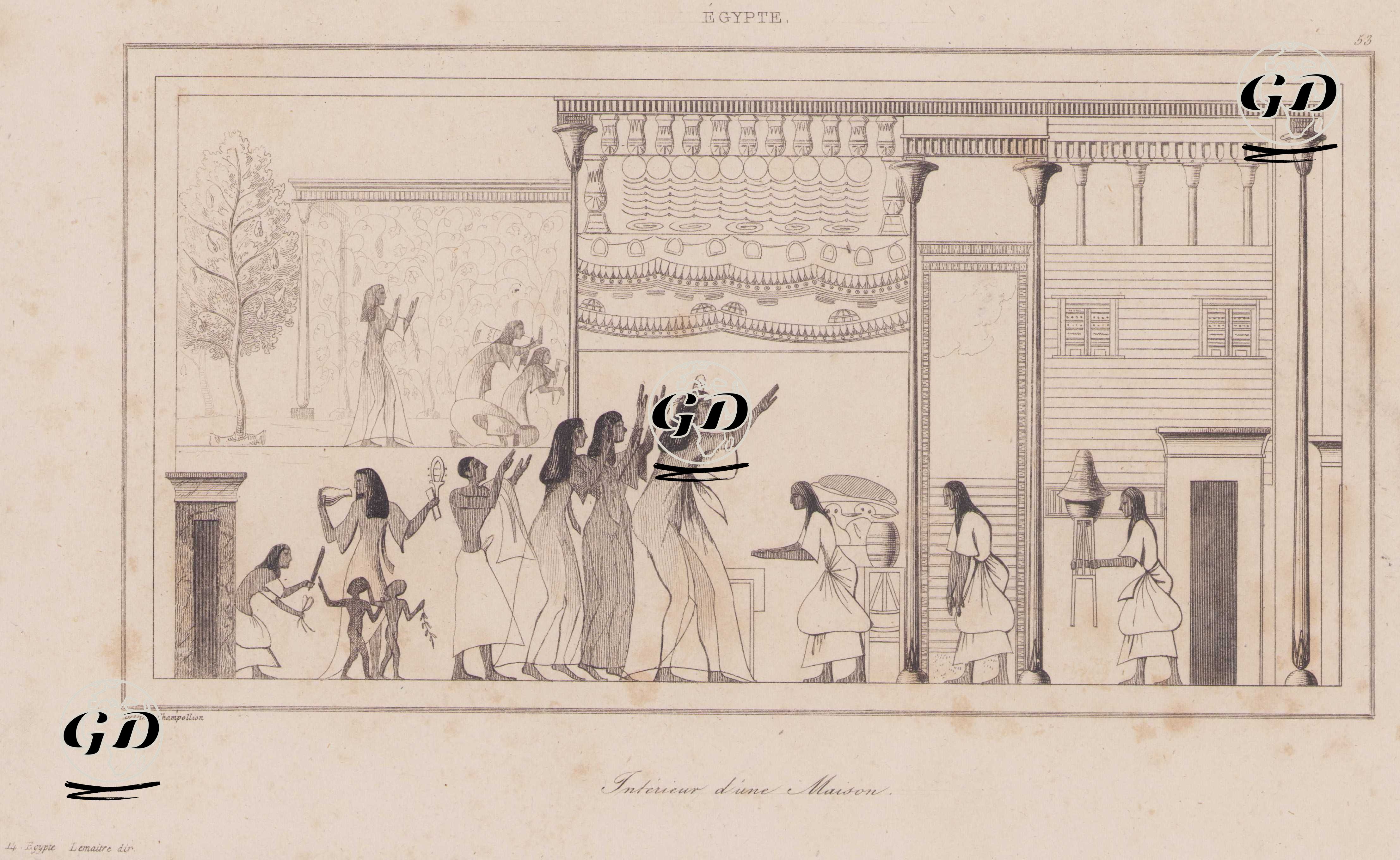 Interieur d’une Maison, Egypte (The Interior of a House in Ancient Egypt) - Jacques-Joseph Champollion (1778-1867) - 1839