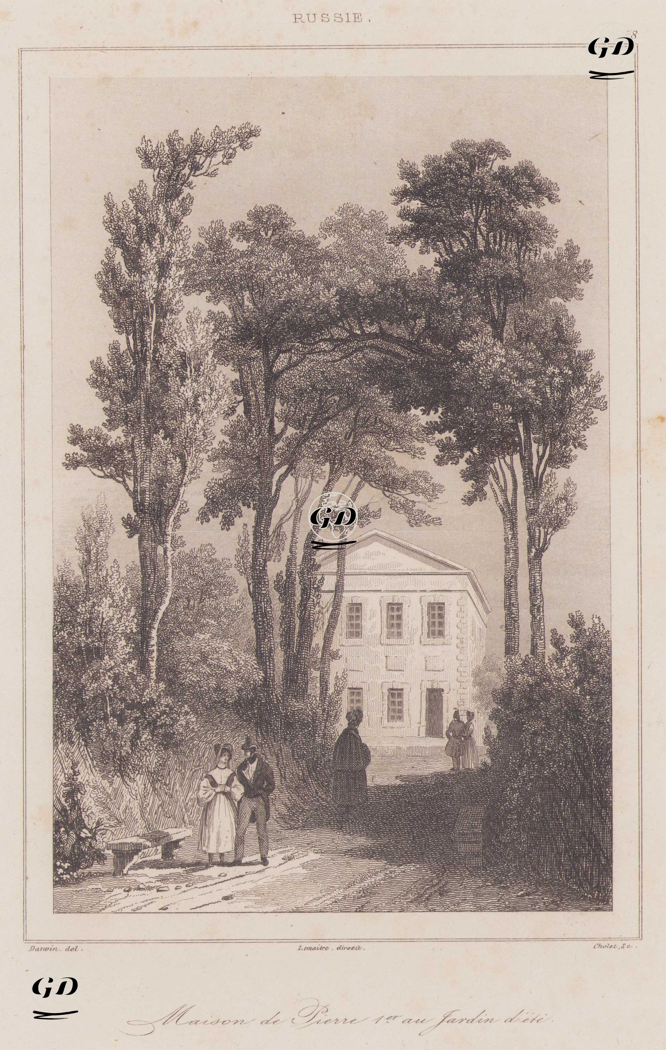 Büyük Petro'nun Yazlık Evi ve Bahçesi, St.Petersburg, Rusya - Victor Felix Danvin (1802-1842) - 1839