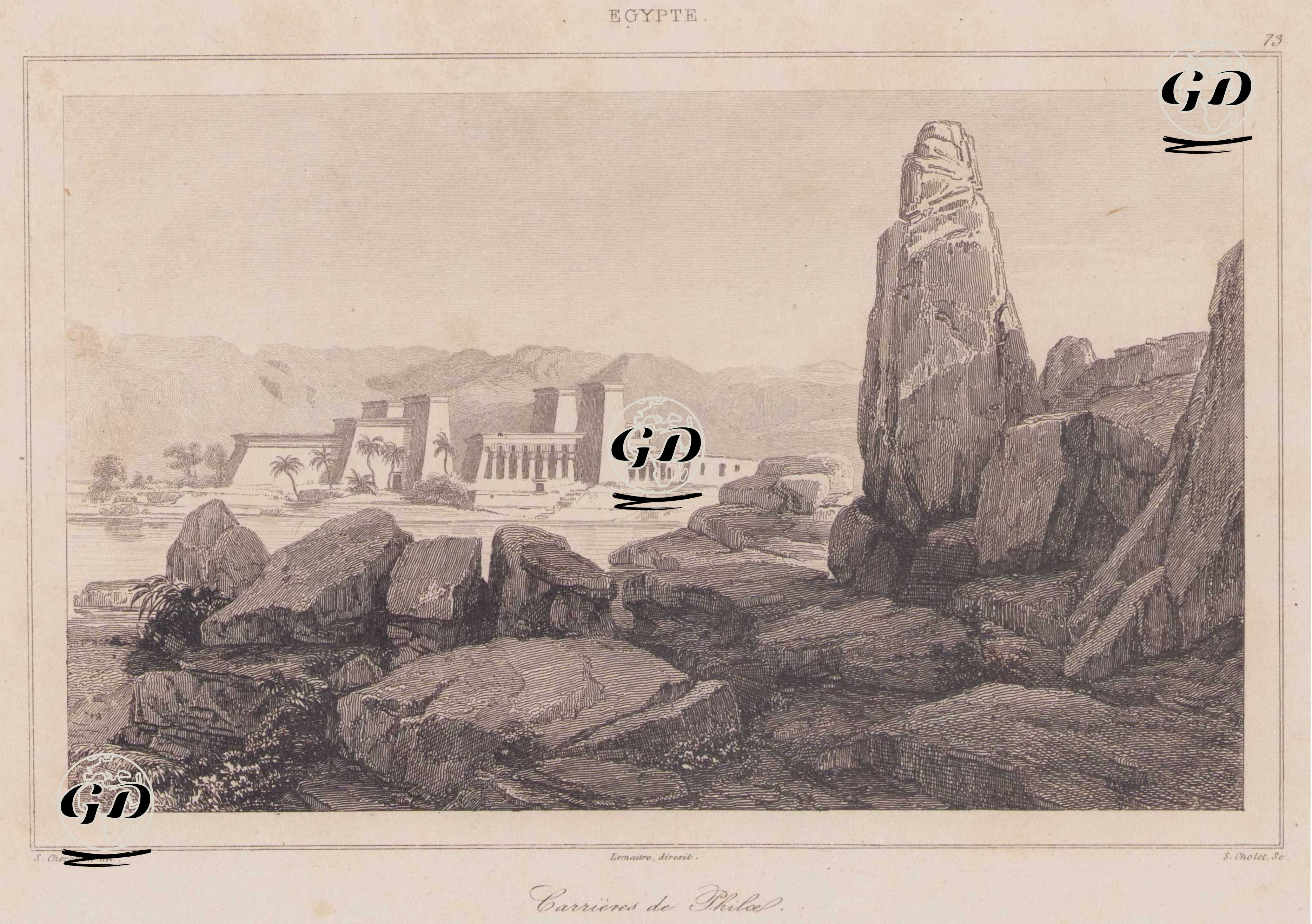 Philae Tapınak Kompleksinin İnşasında Kullanılan Taş Ocakları, Antik Mısır - Salvatore Cherubini (1797-1869) - 1839