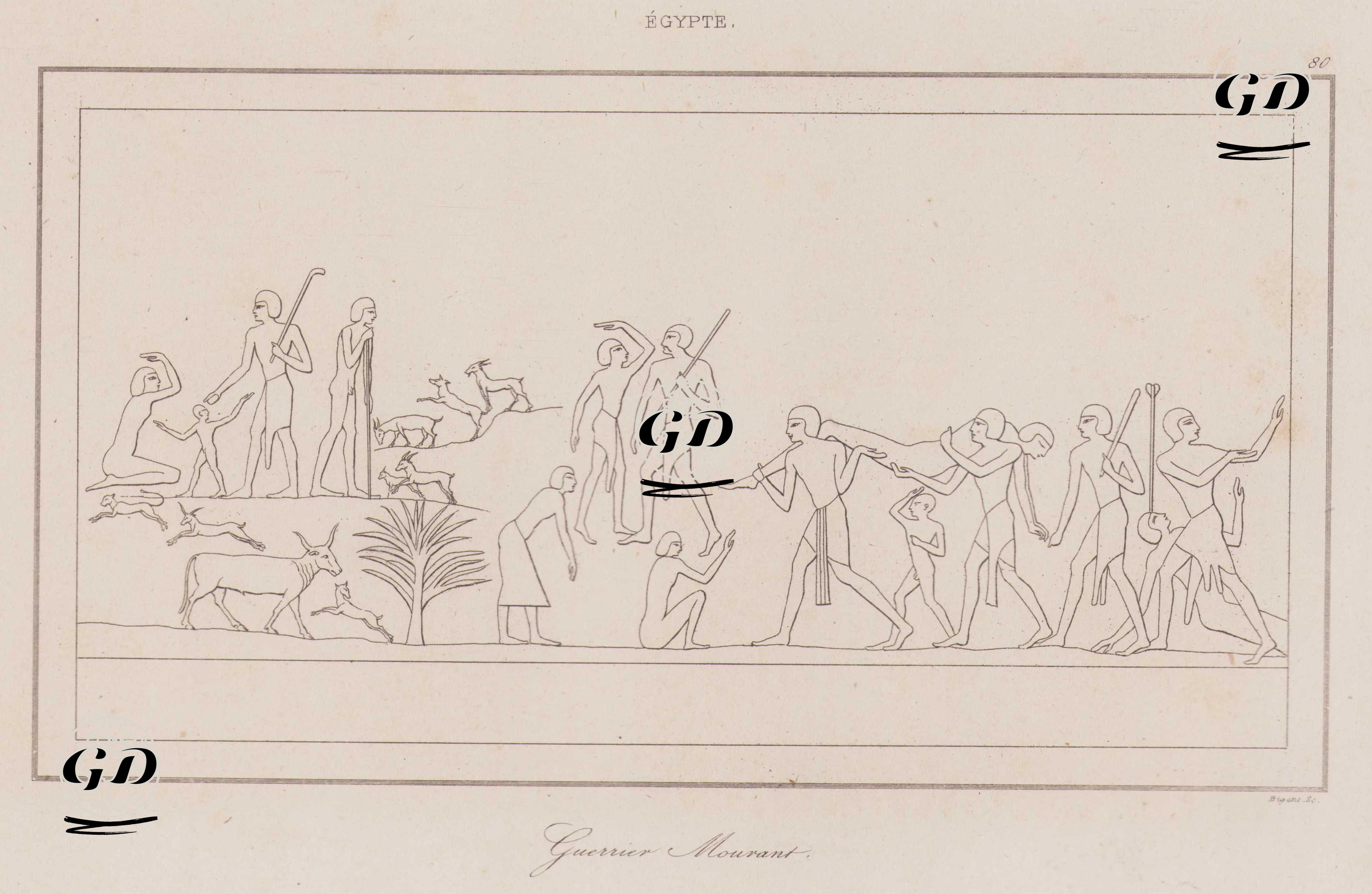 Ölmekte Olan Savaşçı ile İlgili Çizimler, Antik Mısır -  - 1839