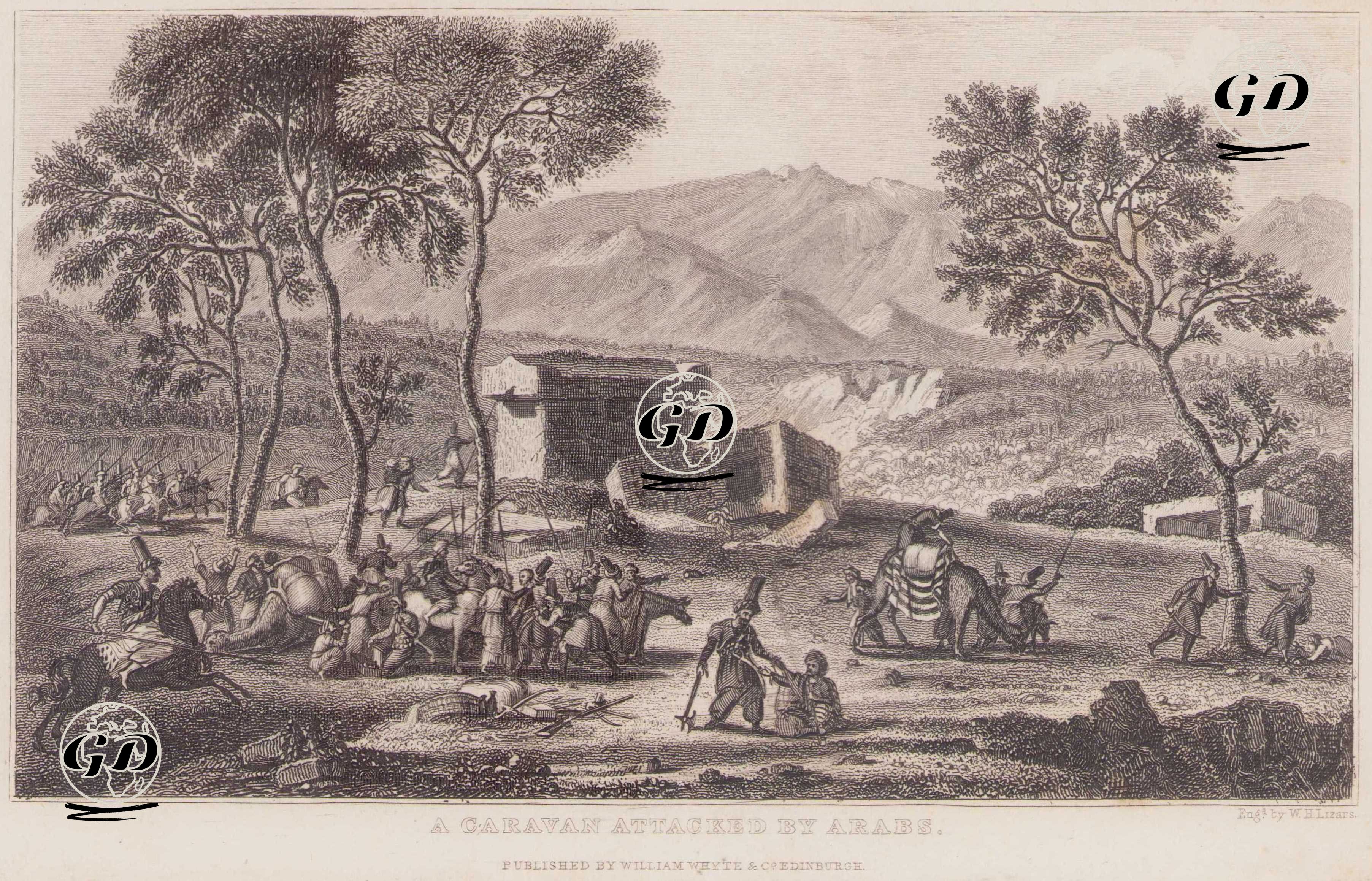 A Caravan Attacked by Arabs -  - 1830`s