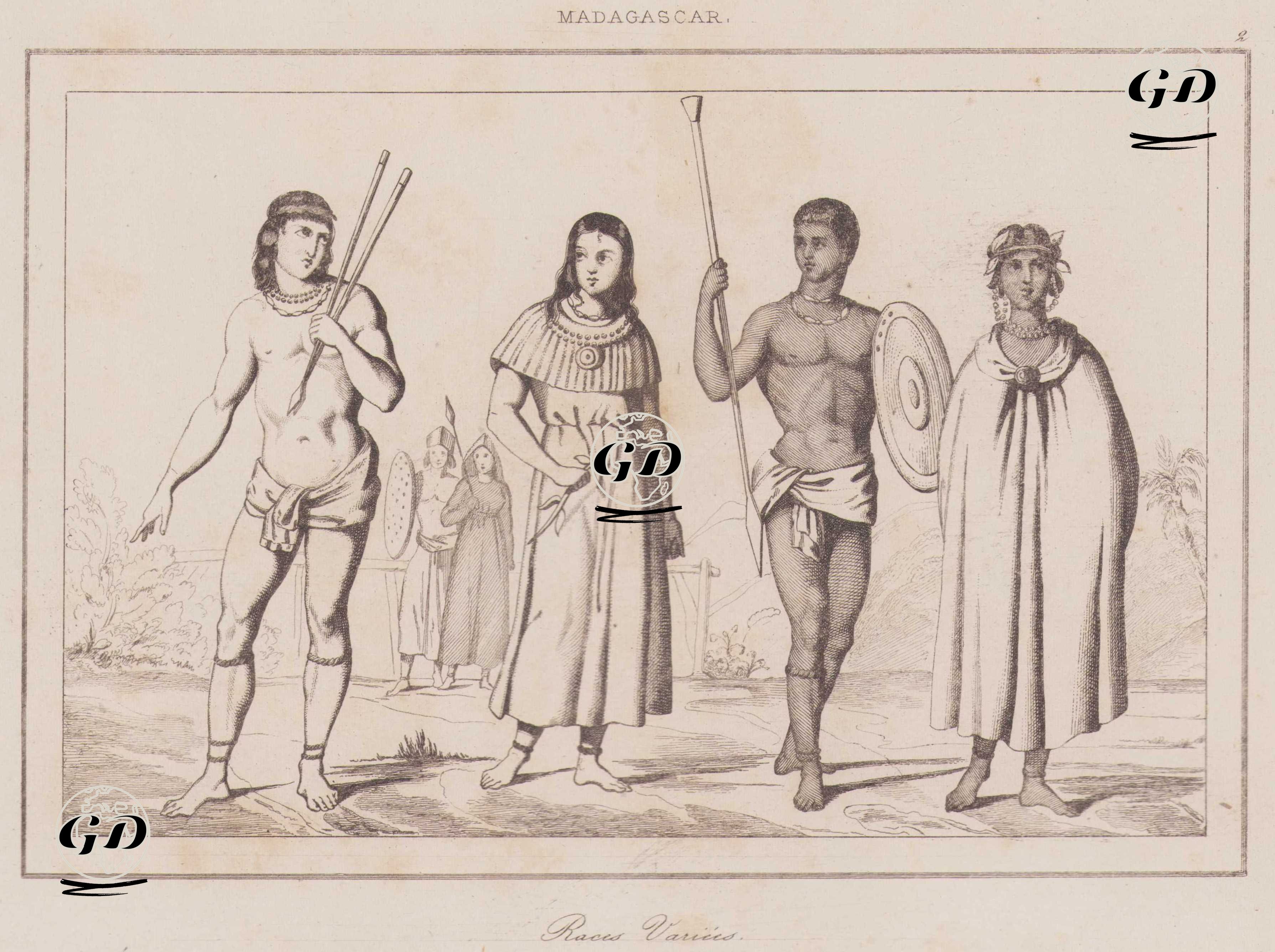 Races Variees, Madagascar (Diverse Ethnic Groups Living on the Island of Madagascar) -  - 1839
