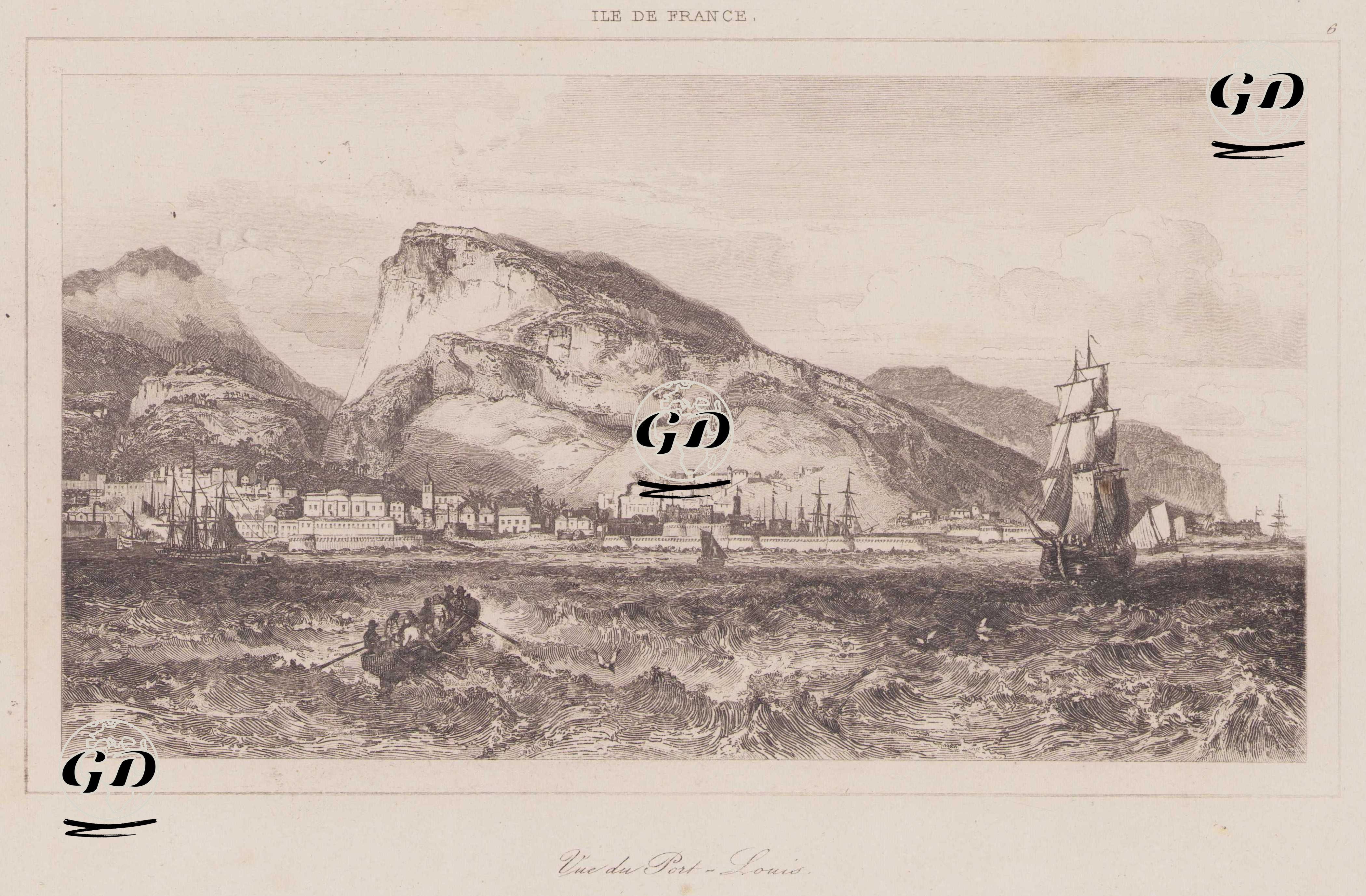 Vue du Port-Louis, Ile de France (Port Louis Harbour, Mauritius) -  - 1839