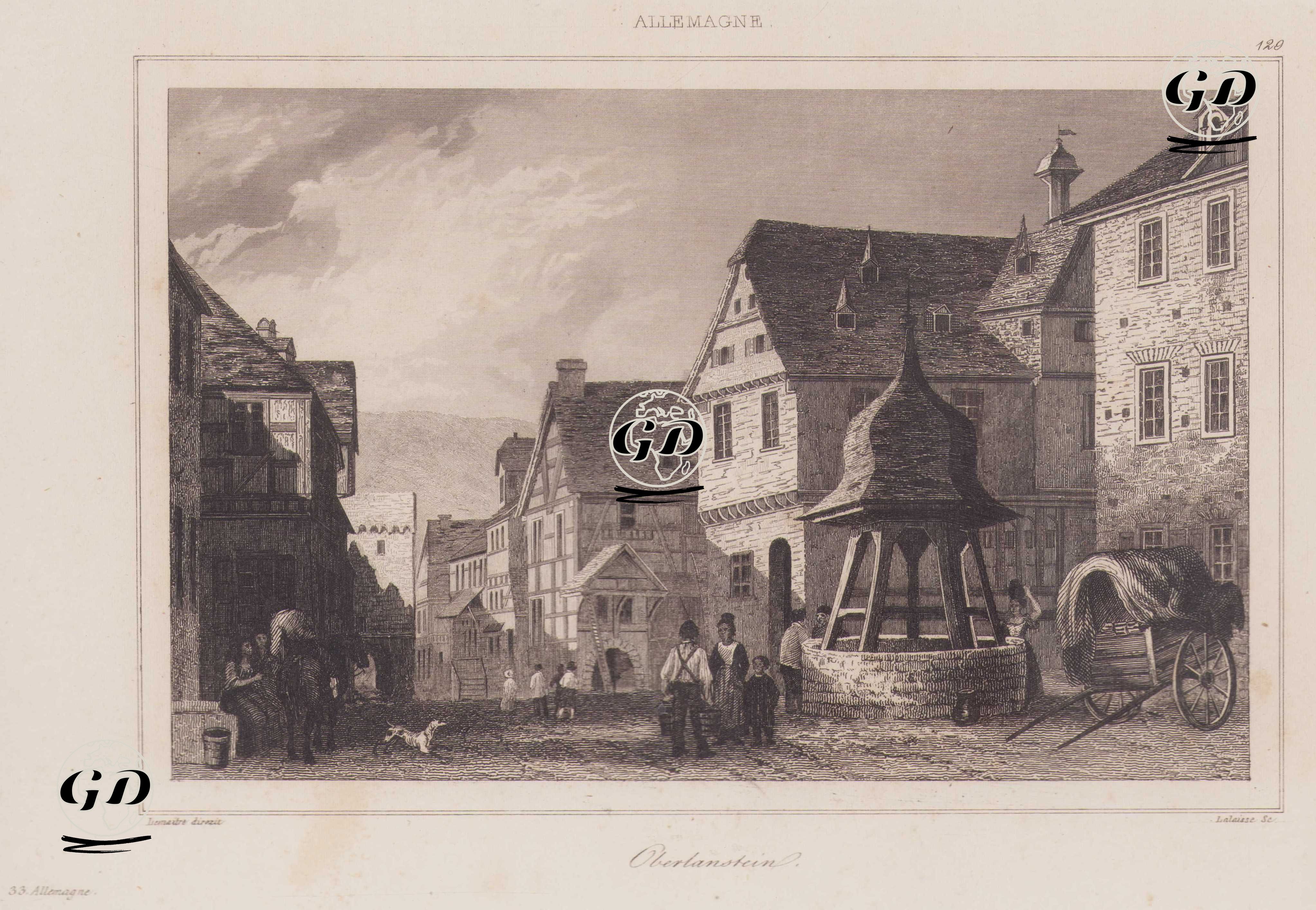 Oberlahnstein Kasabası, Almanya -  - 1839