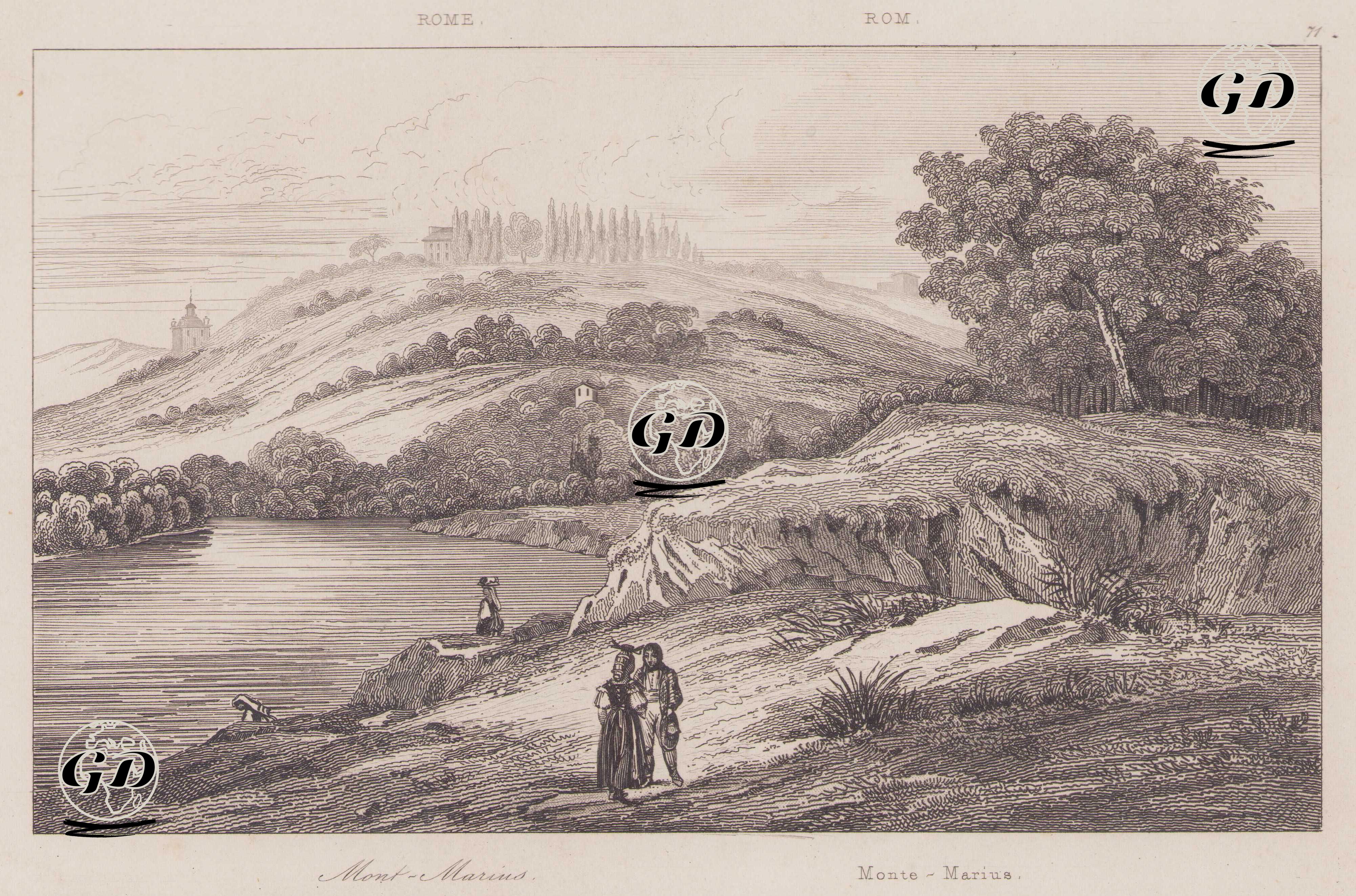 Monte Mario Manzarası, Roma -  - 1839