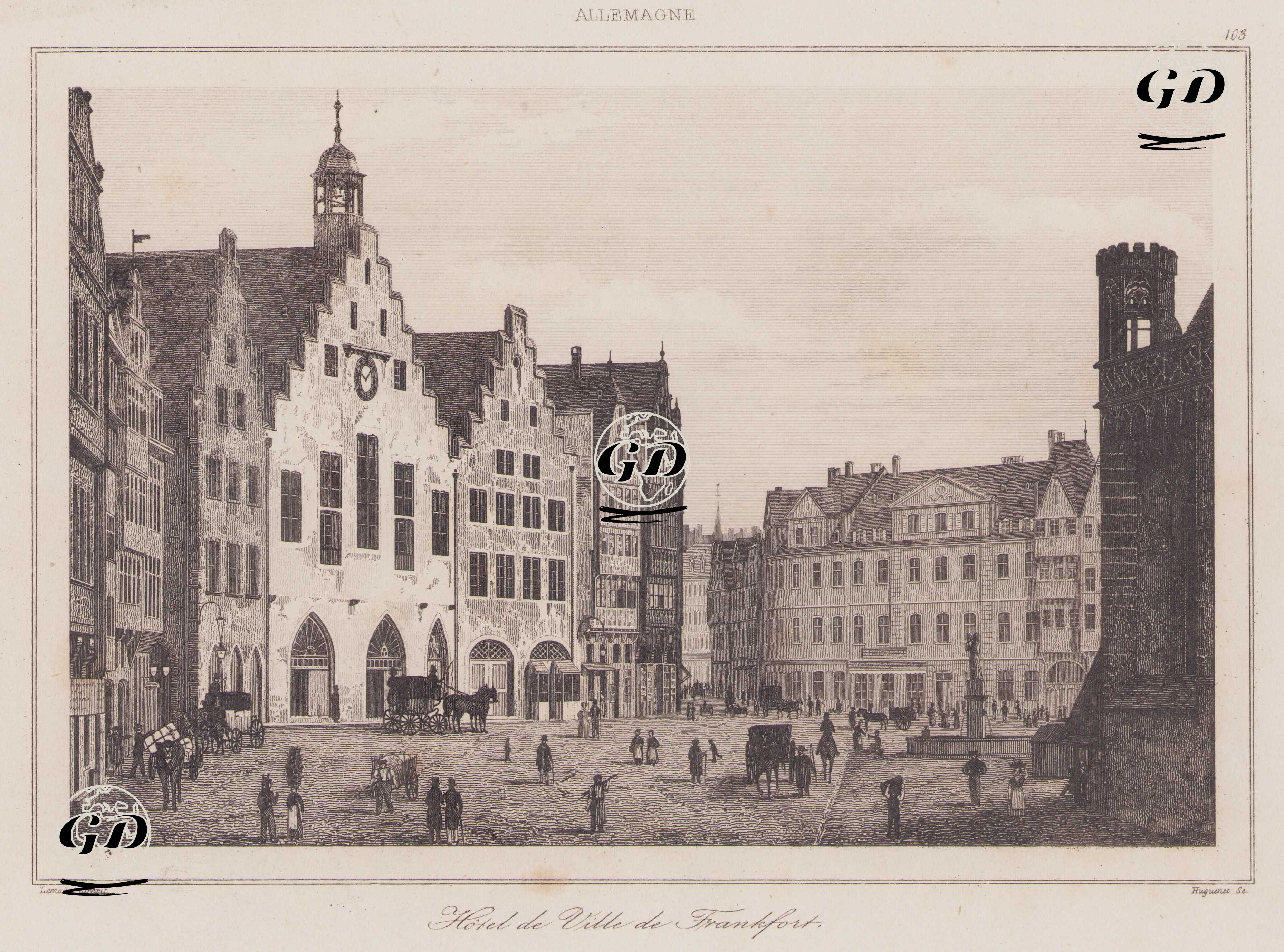 Frankfurt Belediye Binası (Römer) ve Ortaçağ Meydanı, Almanya -  - 1839