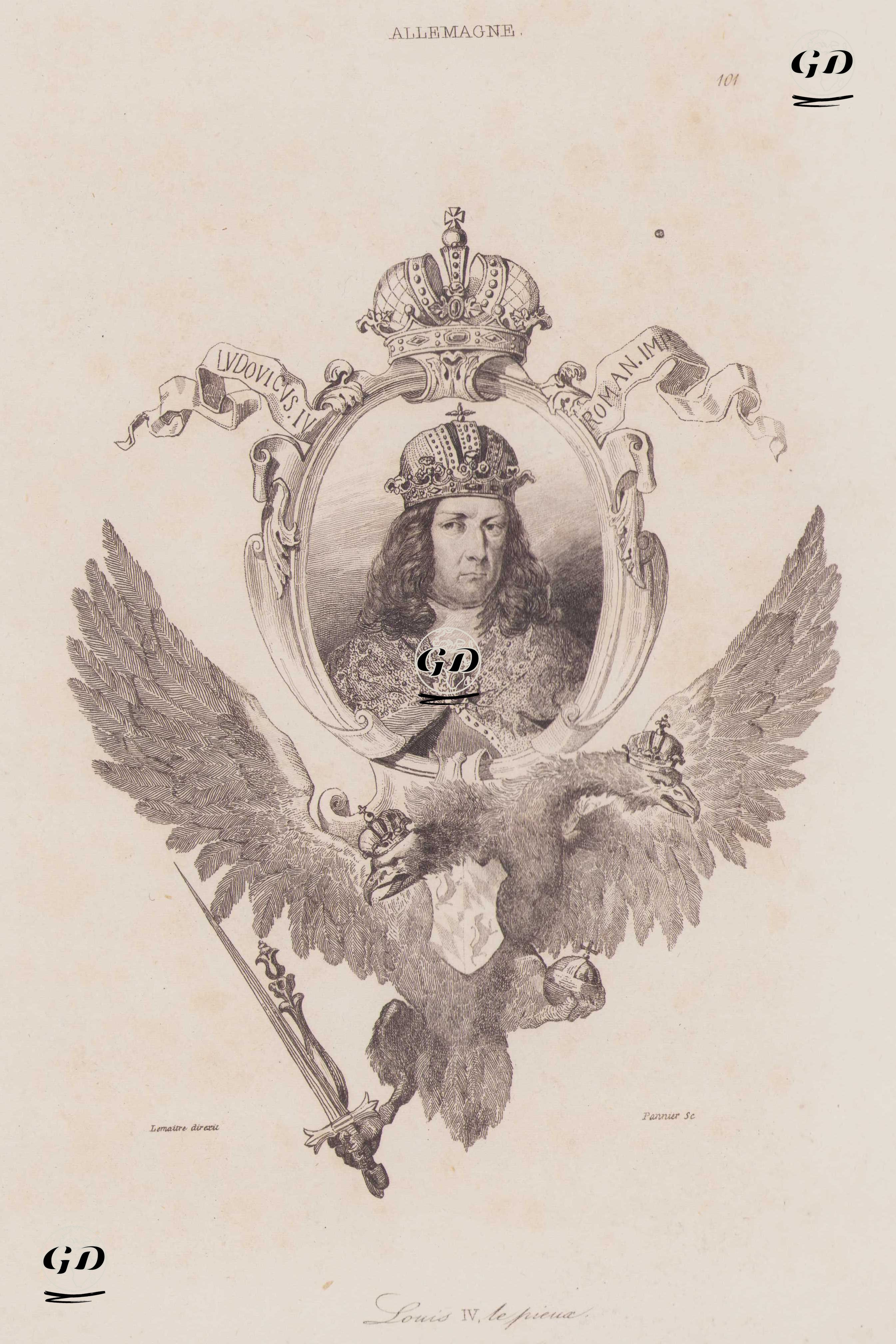 Louis IV, le Pieux, Allemagne (Holy Roman Emperor Louis IV and the Double-Headed Eagle) -  - 1839