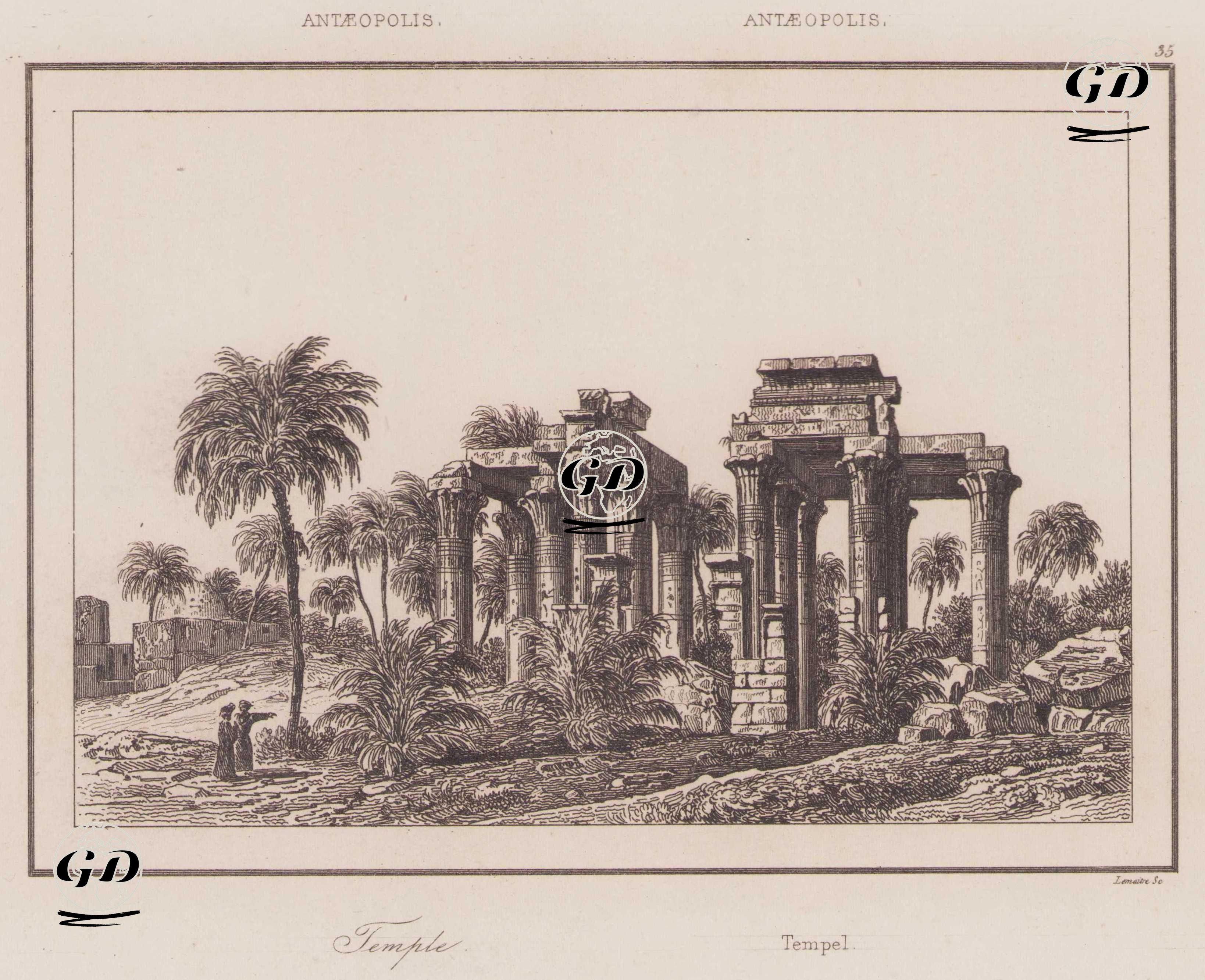 Antaepolis'teki Ptolemaik Tapınağı Harabeleri, Mısır -  - 1839