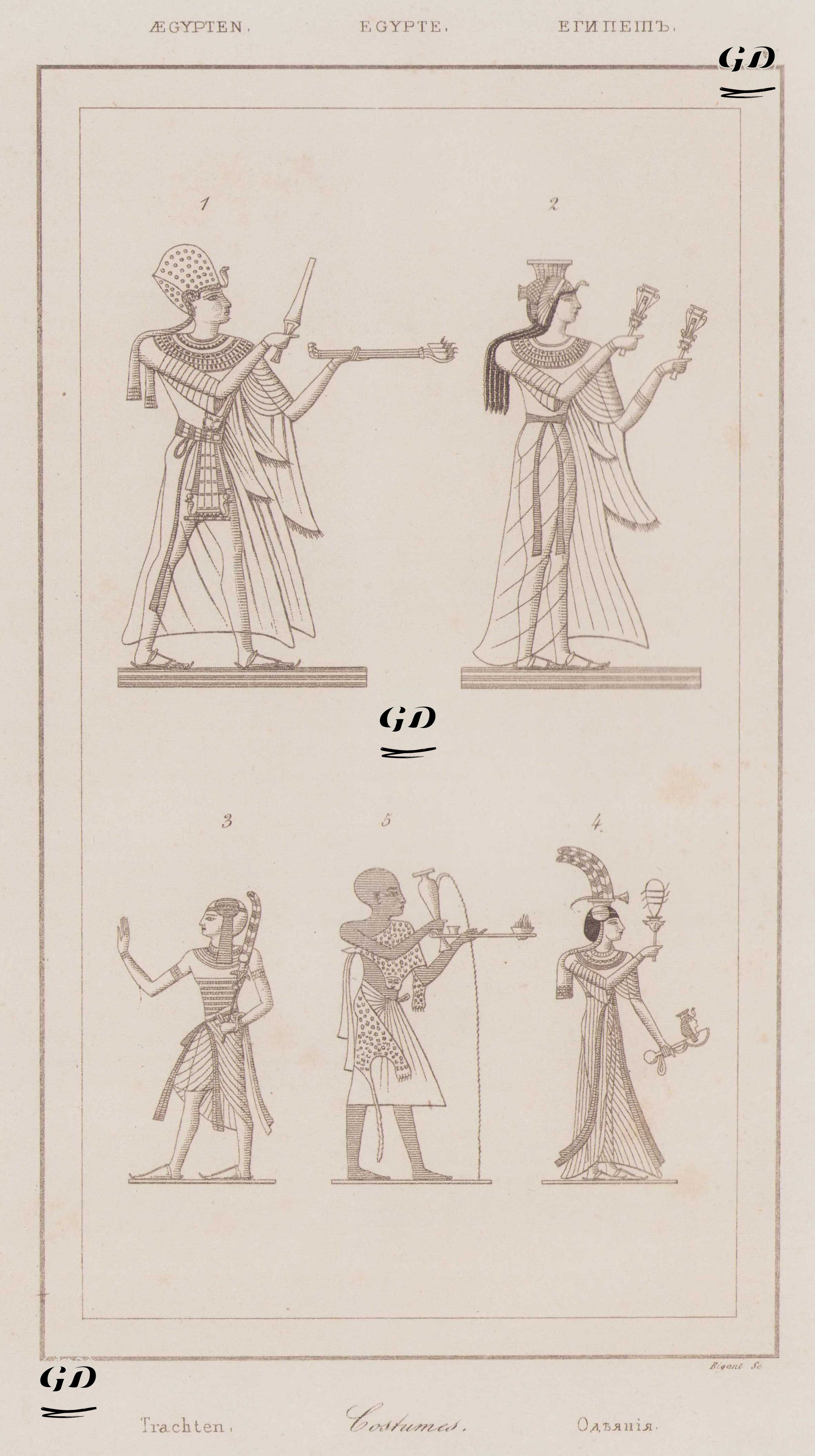 Costumes, Egypte - Trachten, Aegypten (Ceremonial Clothing in Ancient Egyptian Society) -  - 1839