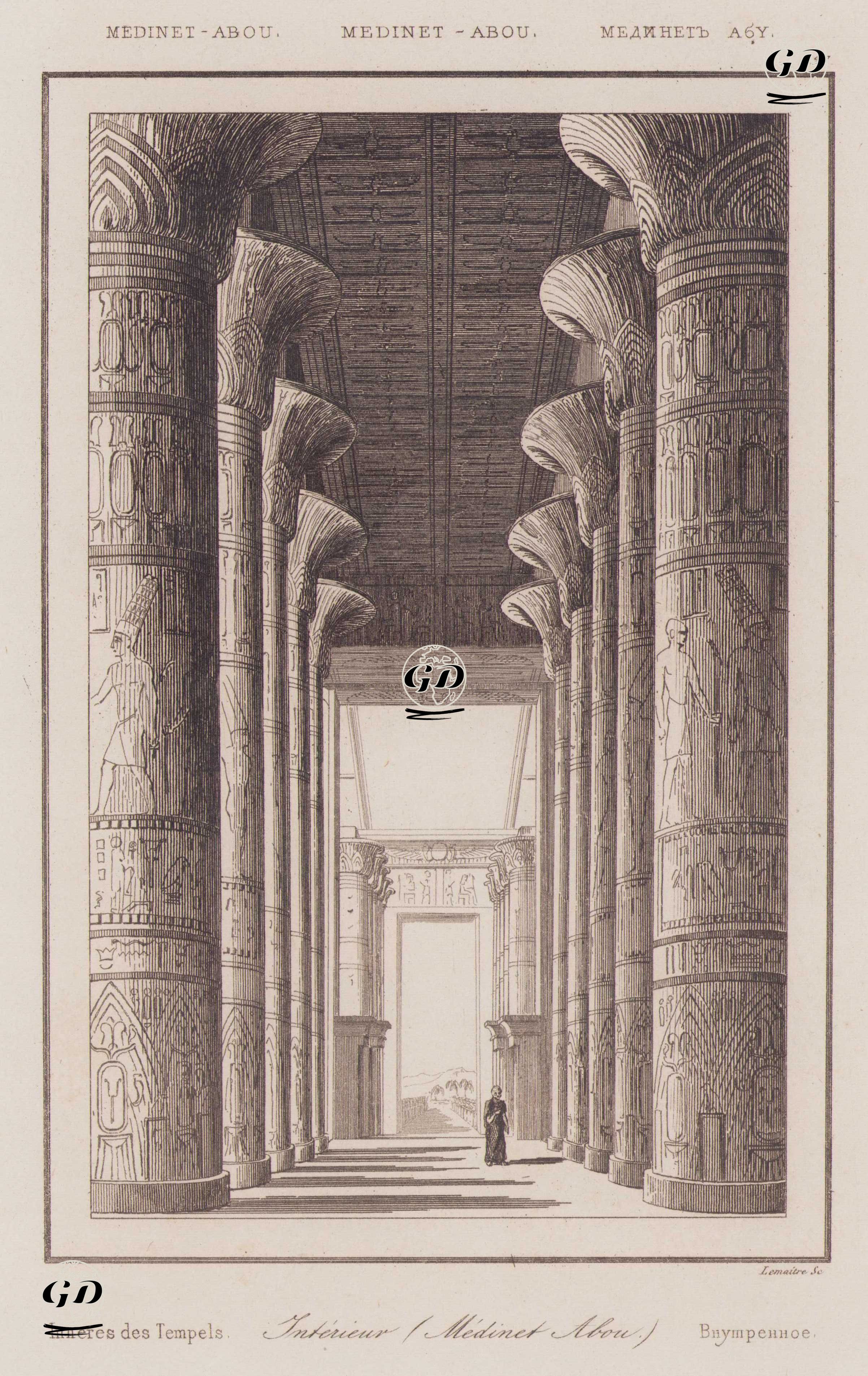 Medinet Habu Tapınağının İç Mekanı, Antik Mısır -  - 1839