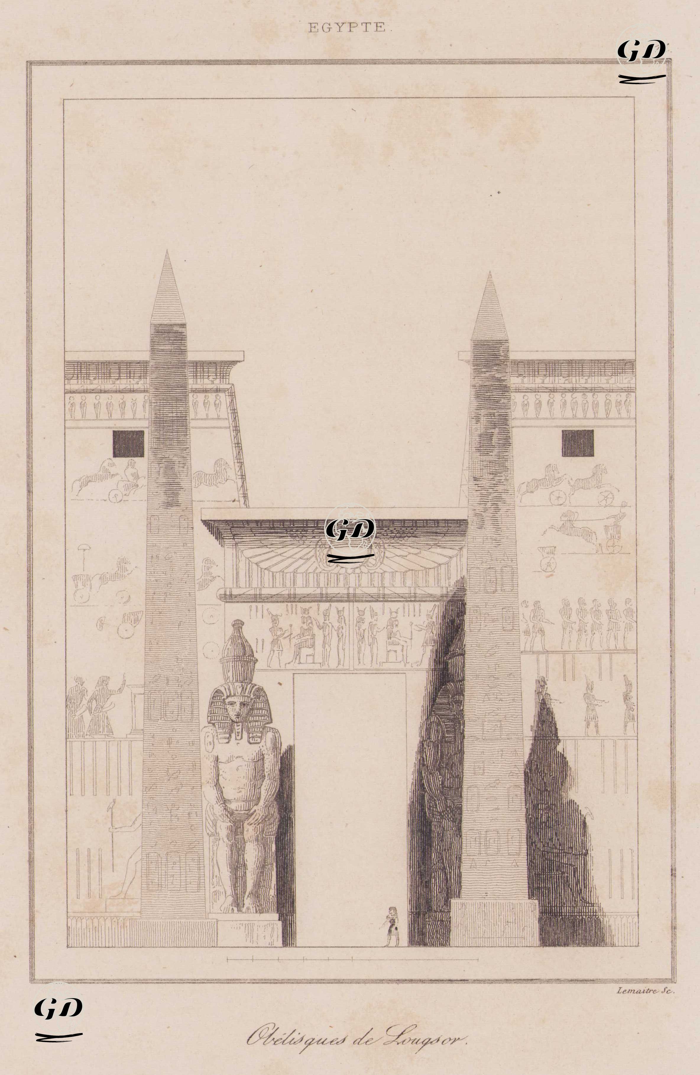 Luksor Tapınağı’nın Anıtsal Giriş Kapısı (Pilon) ve Dikilitaşları, Antik Mısır -  - 1839