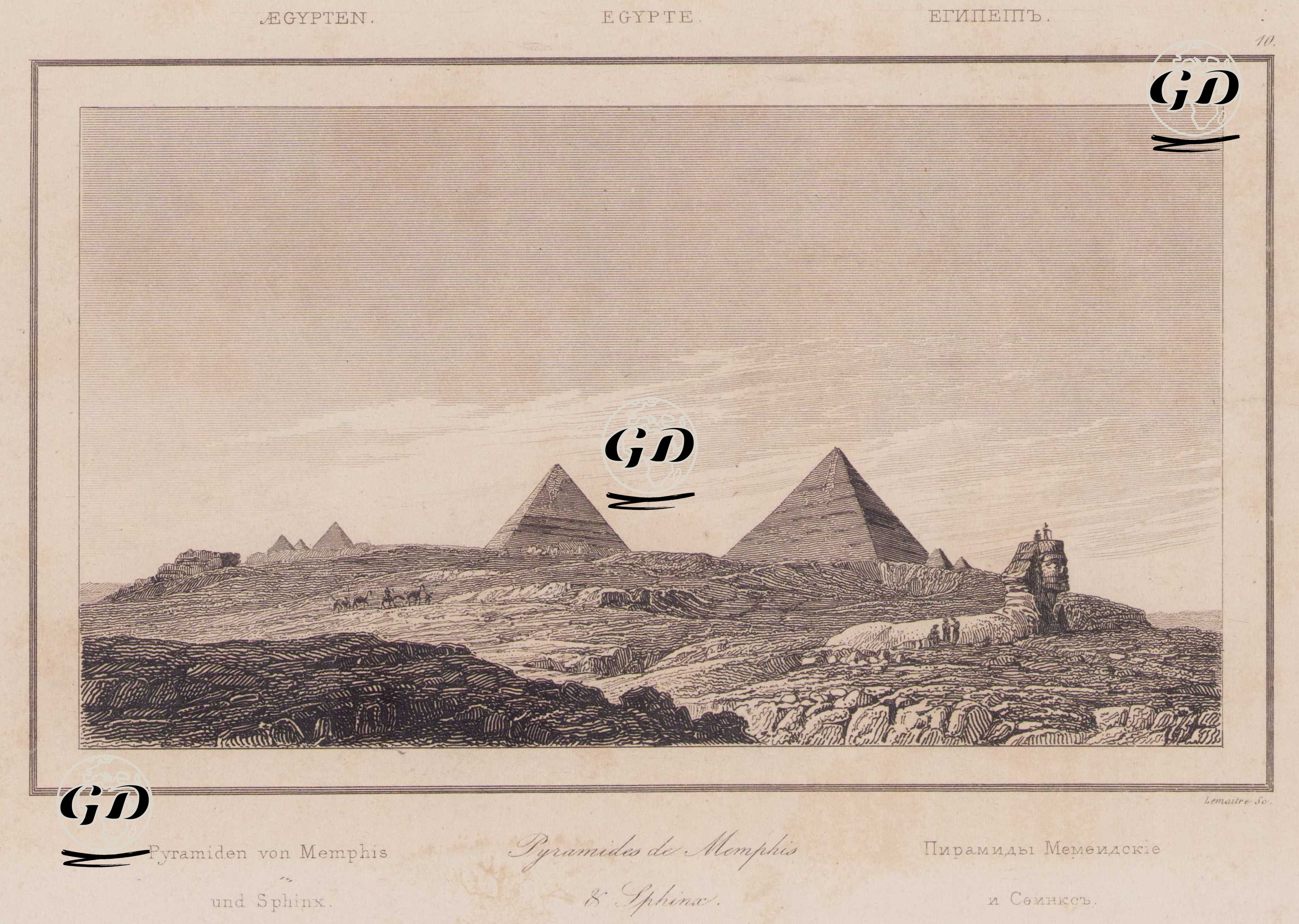 Memphis Piramitleri ve Sfenks, , Antik Mısır -  - 1839