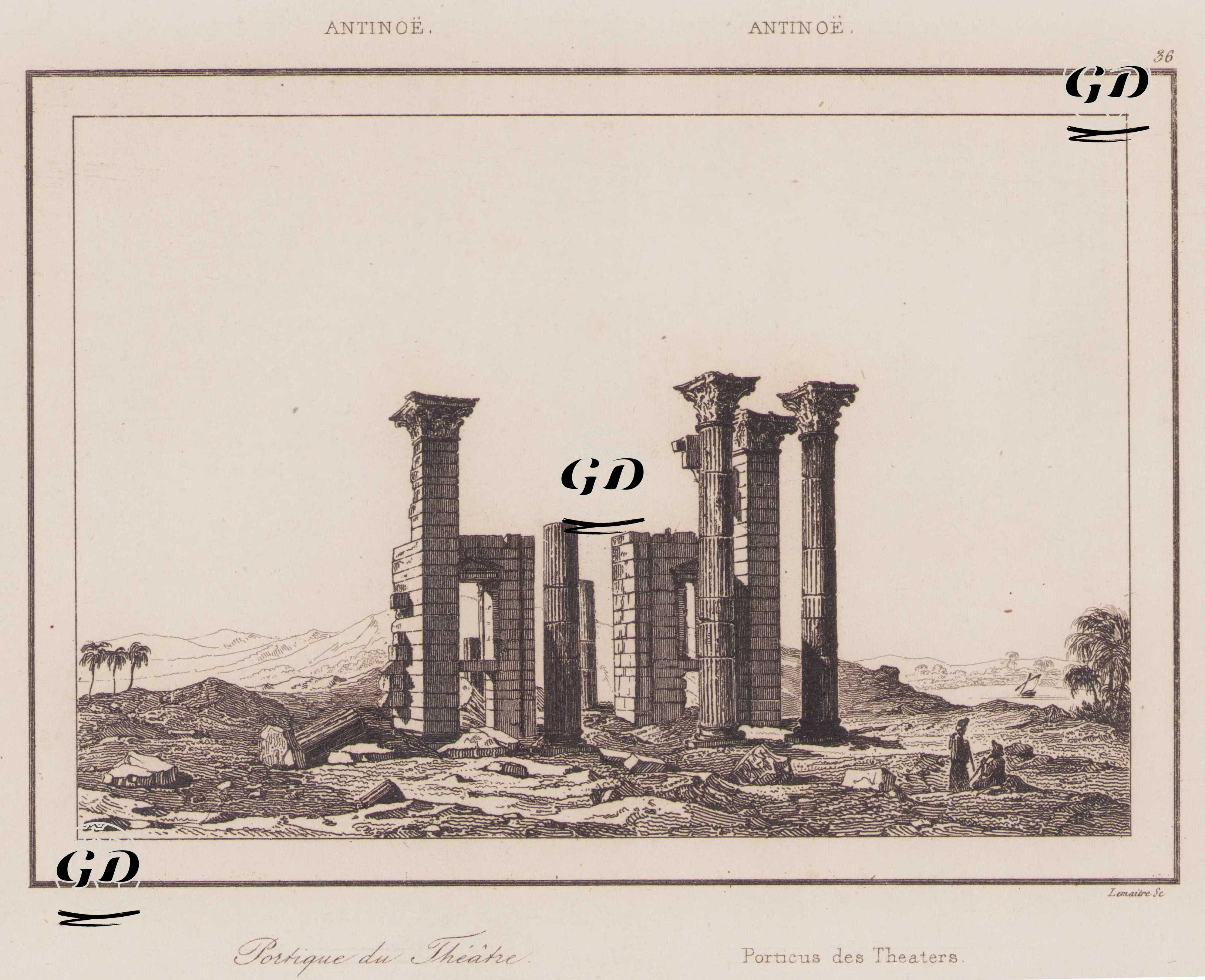 Antik Mısır’daki Antinoopolis (Antinoe) Kentinde Yer Alan Bir Roma Tiyatrosunun Sütunlu Girişi (Portiği) -  - 1839