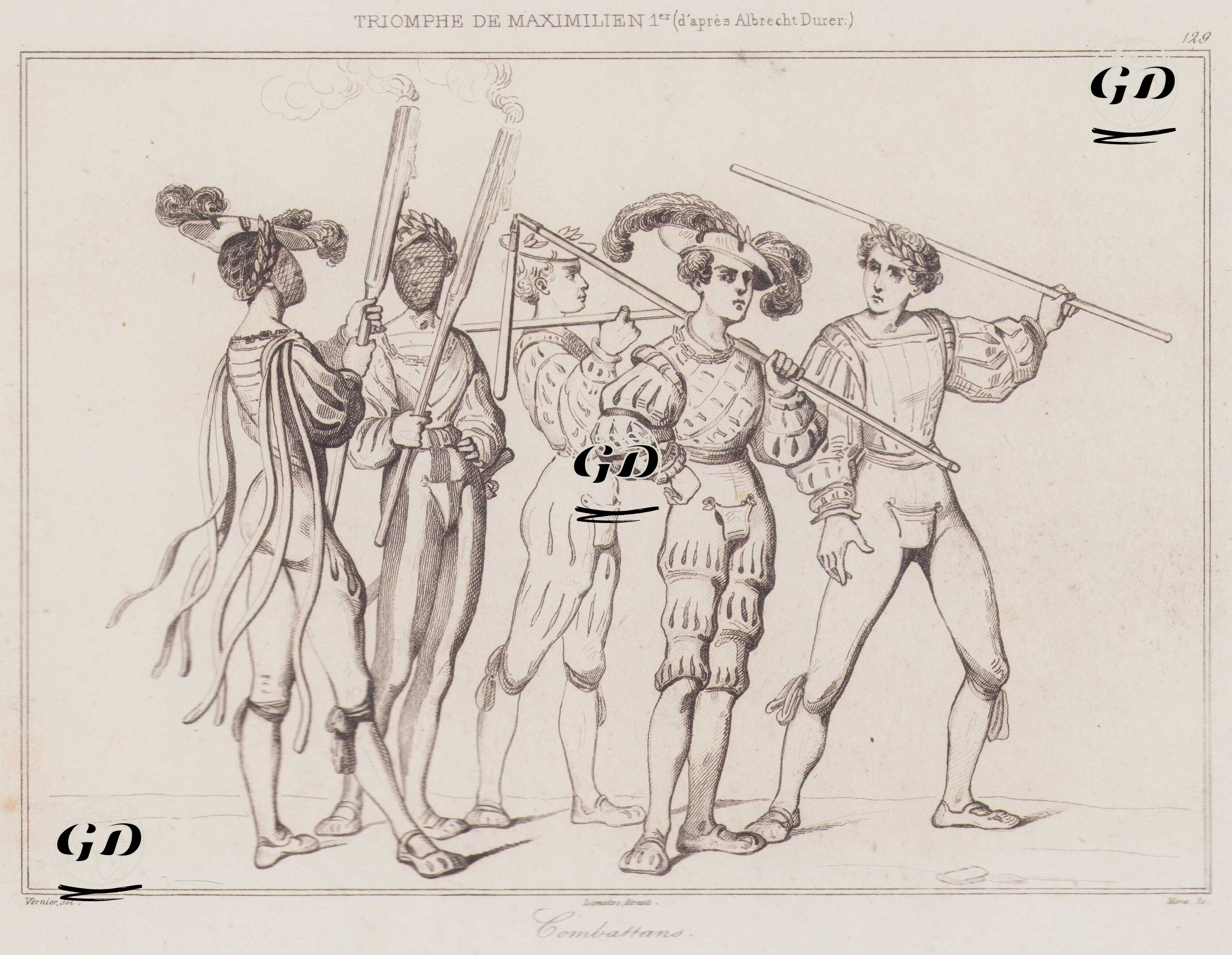 Triomphe de Maximilien 1 er (d'apres Albrecht Durer) - Combattans - Vernier - After Albrecht Dürer - 1839