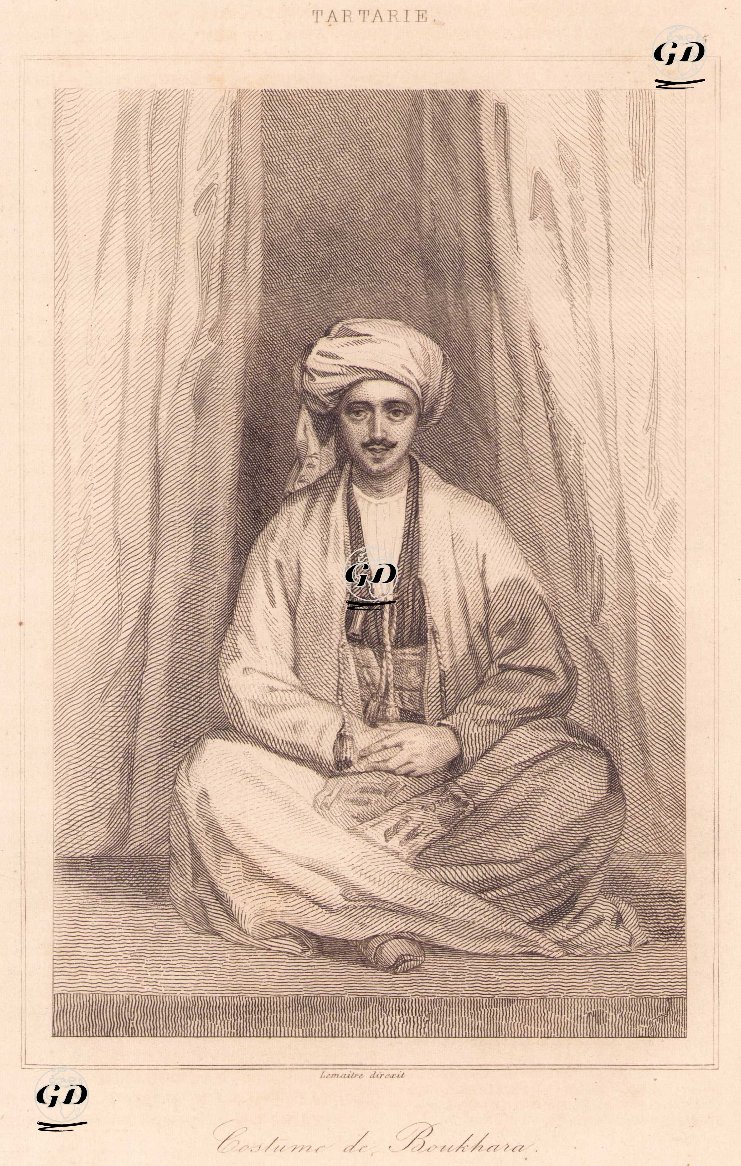 Tartarie - Costume de Boukhara (Plate 5) (Costume of a person living in Bukhara, Uzbekistan) -  - 1848