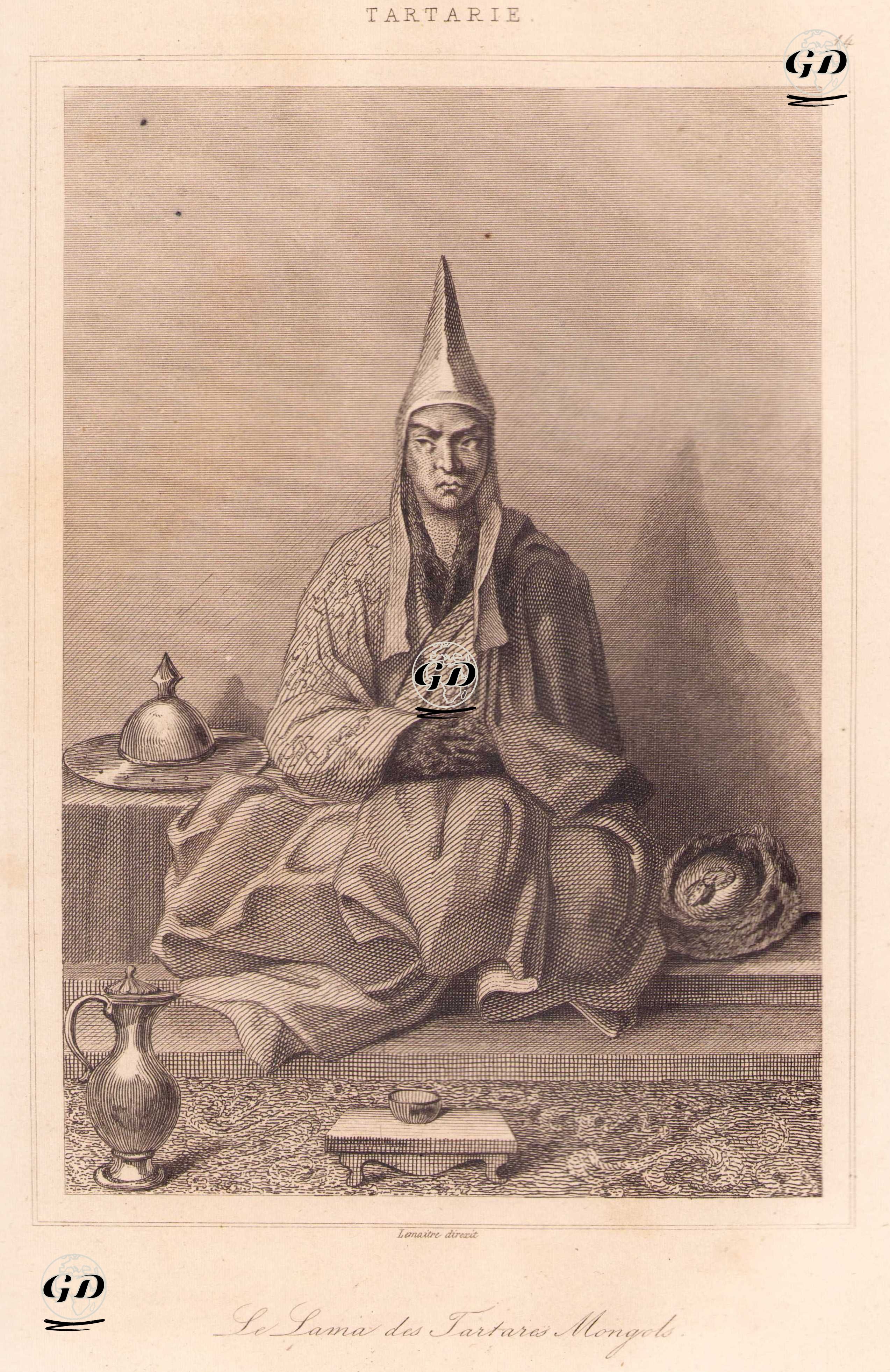 Tartarie - Le Lama des Tartares Mongols (Plate 14) (The Reincarnated Buddhist Lama of the Tatar Mongols (Buddhist spiritual leader - Changkya Khutukhtu)) -  - 1848