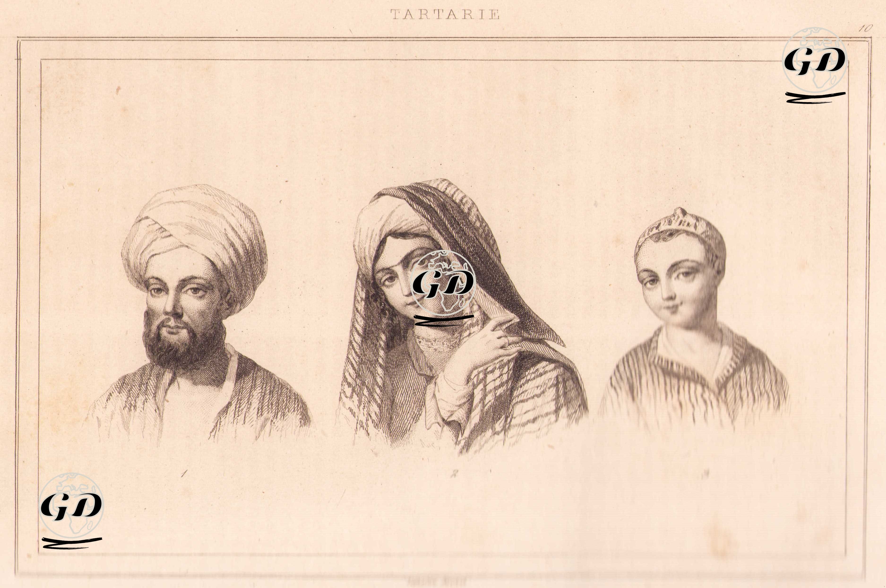 Tartarie - Habitants de l’Asie Centrale, Tadjiks  (Plate 10) (The Tajik People of Central Asia) -  - 1848