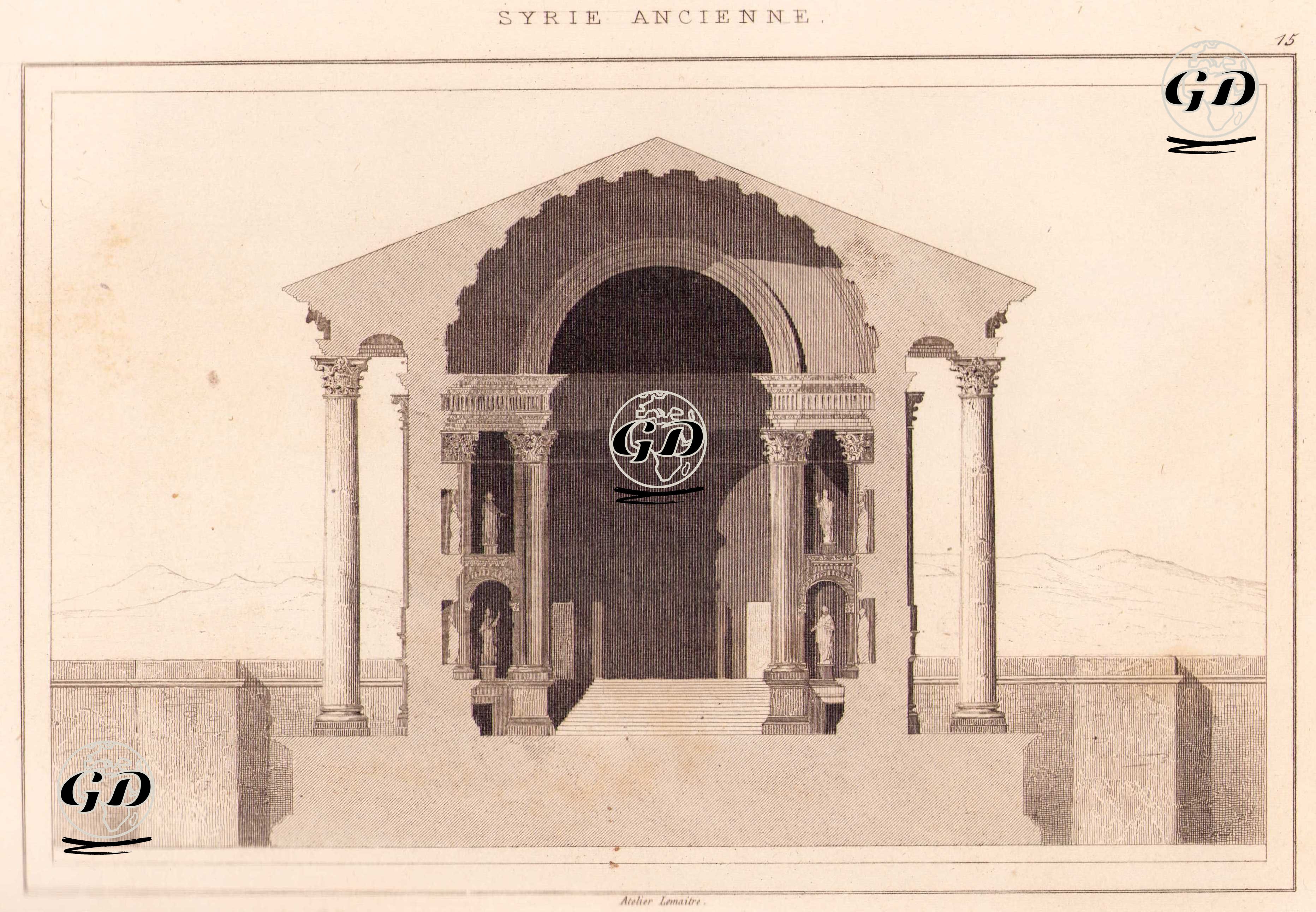 Baalbek Jüpiter Tapınağı Enine Kesiti, Antik Suriye (Plate 15) -  - 1848