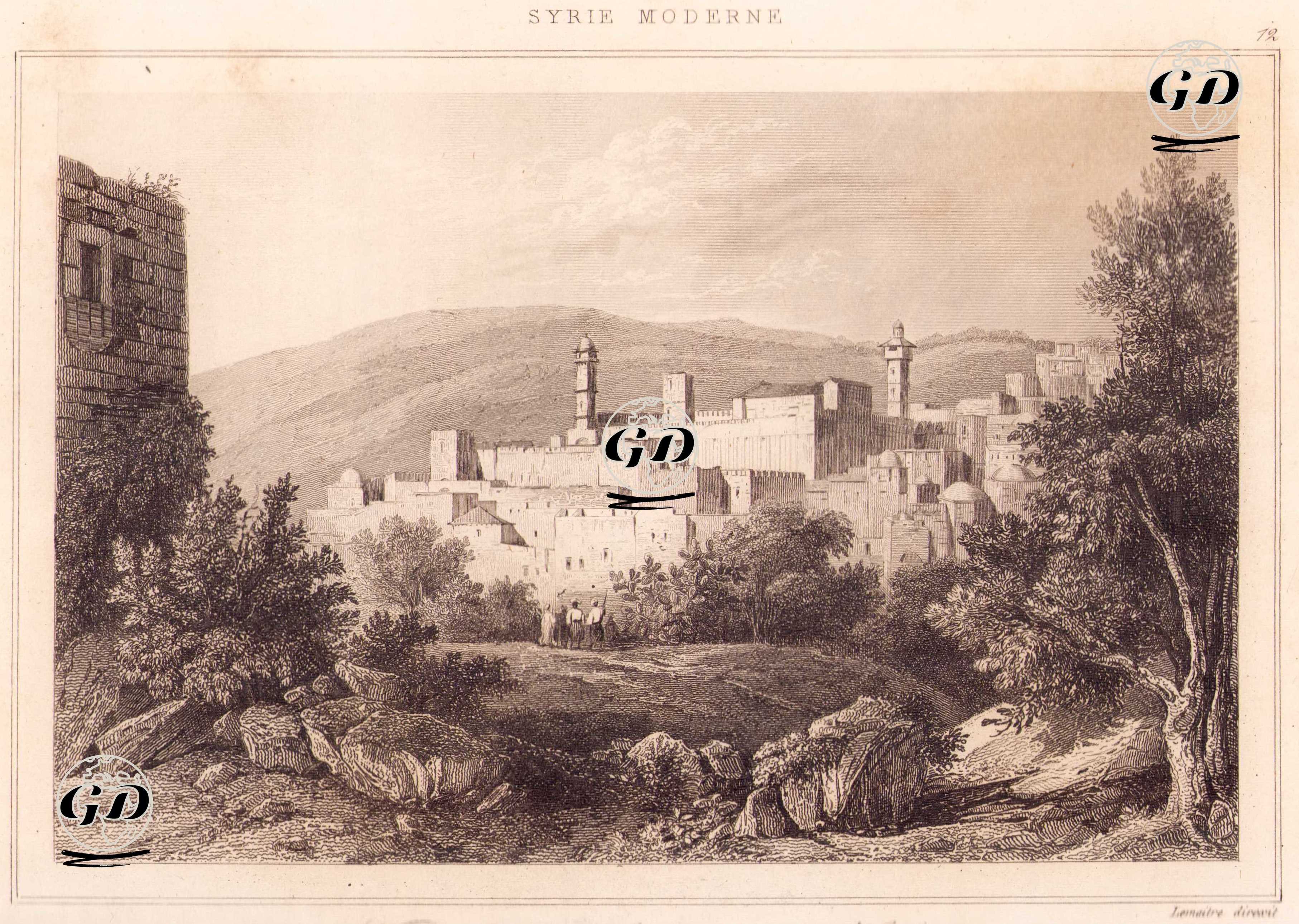 Syrie Moderne - Vue Generale de la Mosquee d'Hebron (Plate 12) (General View of the Mosque of Hebron) -  - 1848