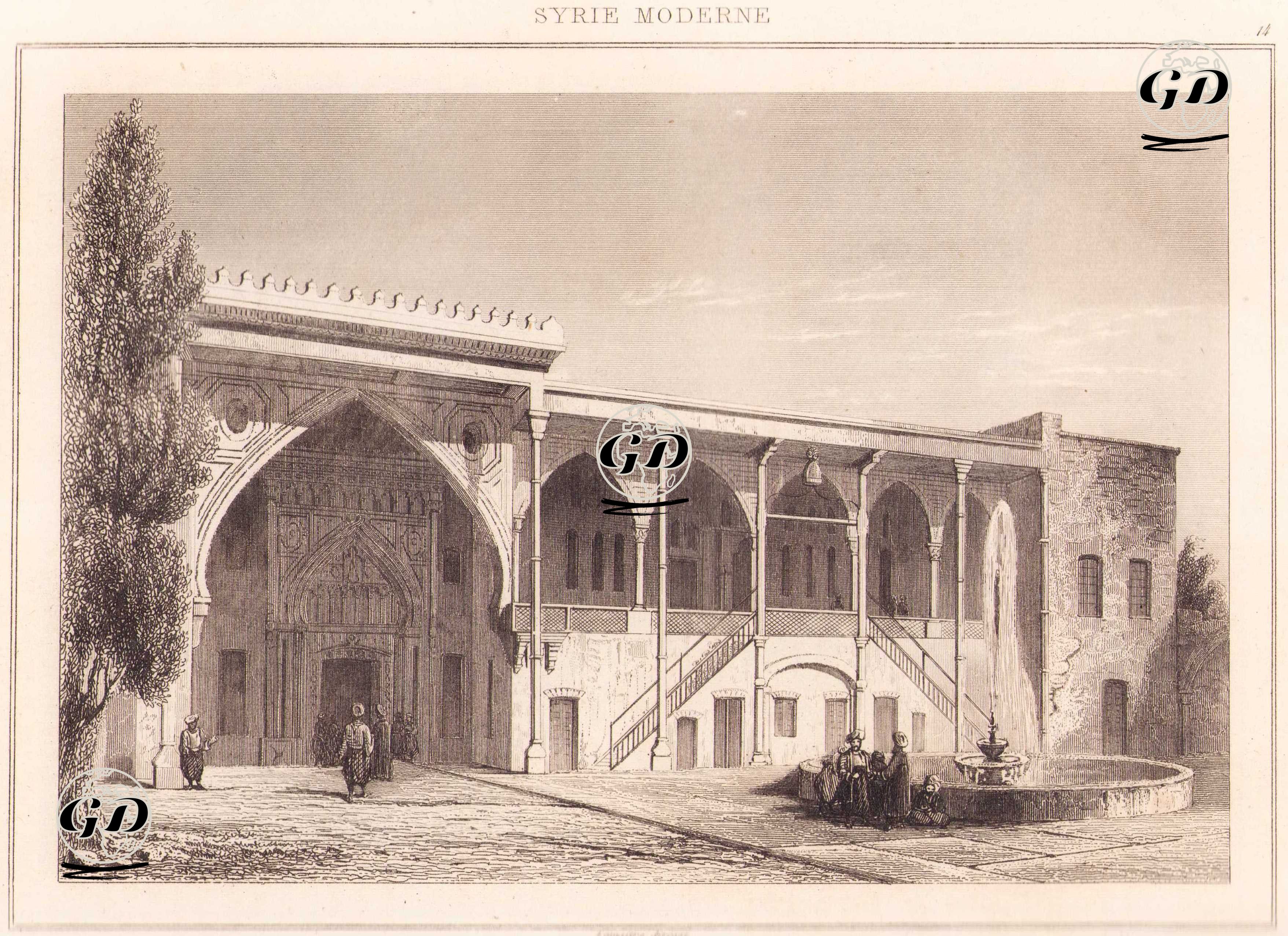 Lübnan'daki Beiteddine Sarayının Genel Görünümü (Plate 14) -  - 1848