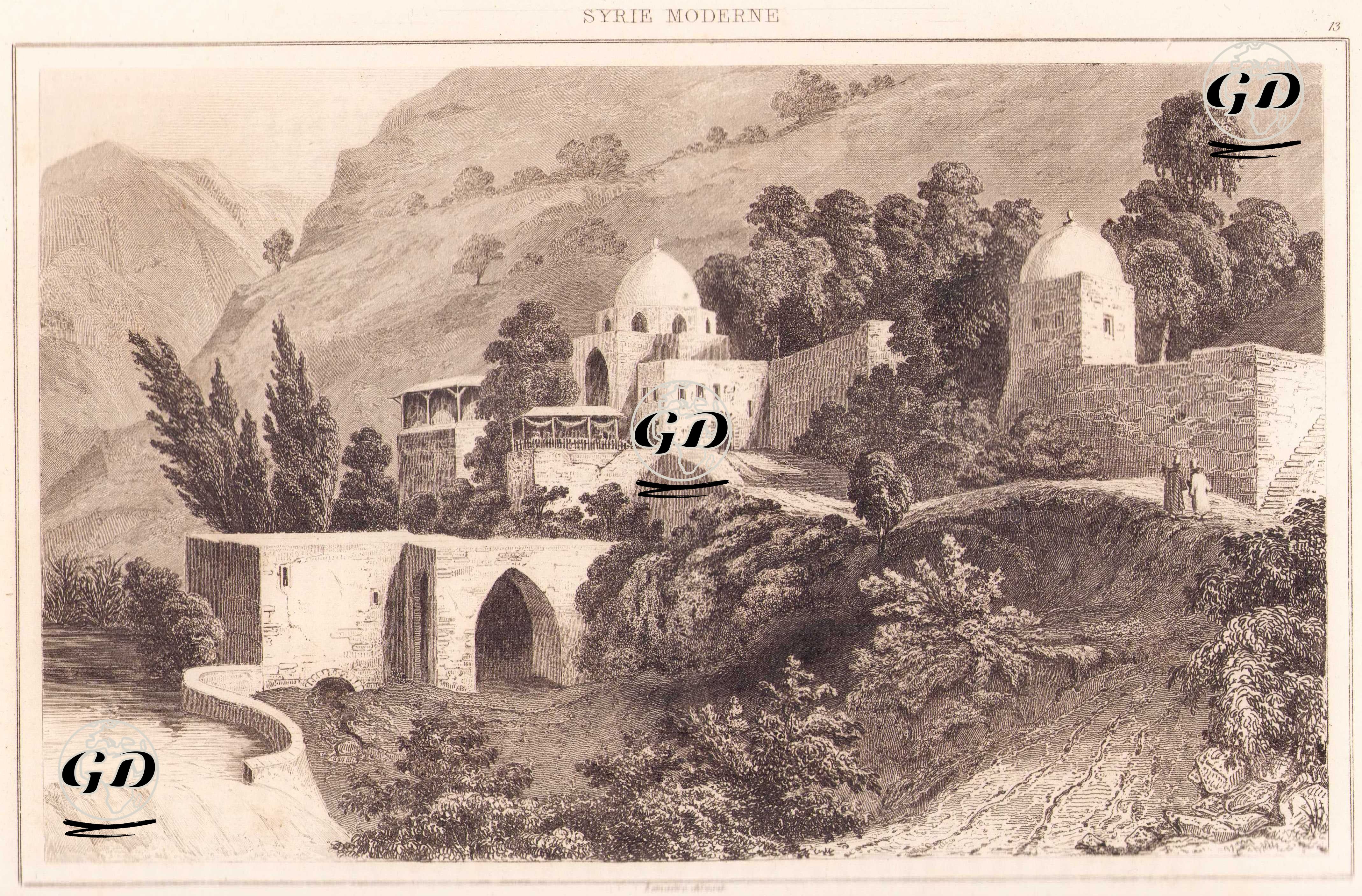 Trablus Yakınlarında Ebu Ali Nehri K ıyısında 1619'da İnşa Edilmiş El-Takiya El-Mevlaviye Sufi Derviş Mevlevihanesi (Plate 13) -  - 1848