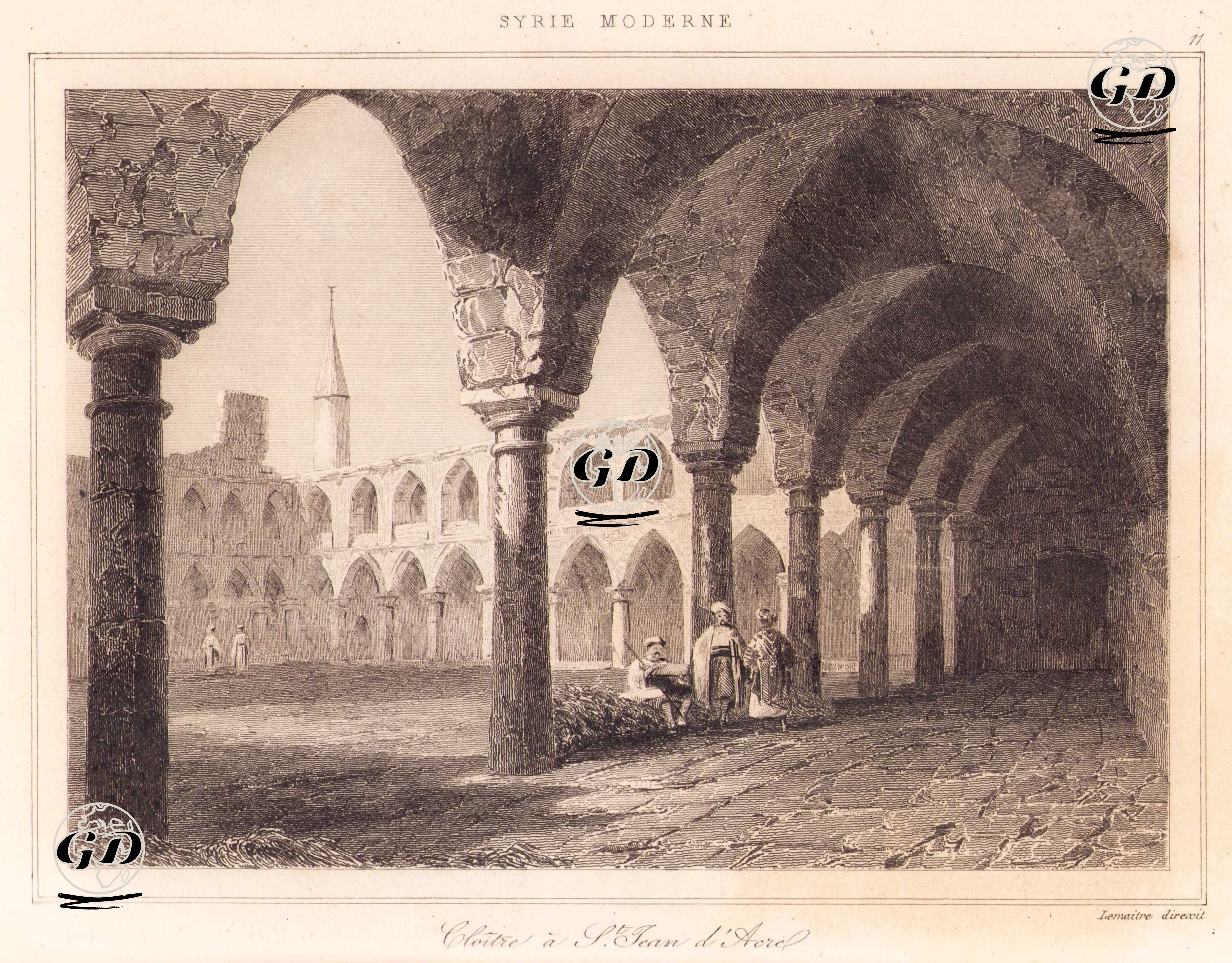 Syrie Moderne - Cloitre a St Jean d'Acre (Plate 11) (The Columned Caravanserai (Columned Inn - Han el-Umdan) in Akka) -  - 1848