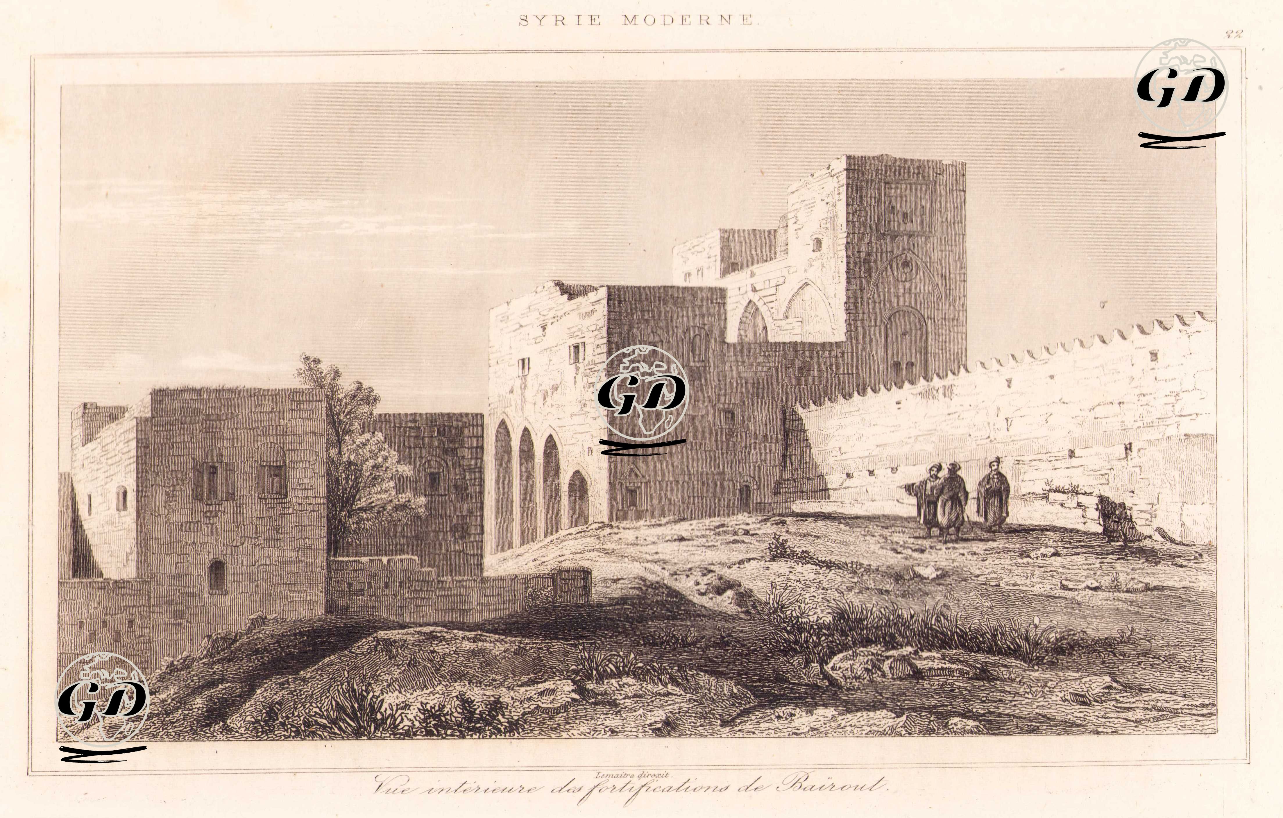 Syrie Moderne - Vue Interieure des Fortifications de Bairout (Plate 22) -  - 1848