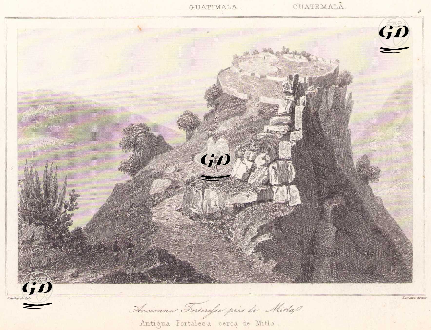 Mitla Yakınlarındaki Antik Kale, Oaxaca, Meksika (Plate 6) - Leon Gaucherel (1816-1886) - 1843