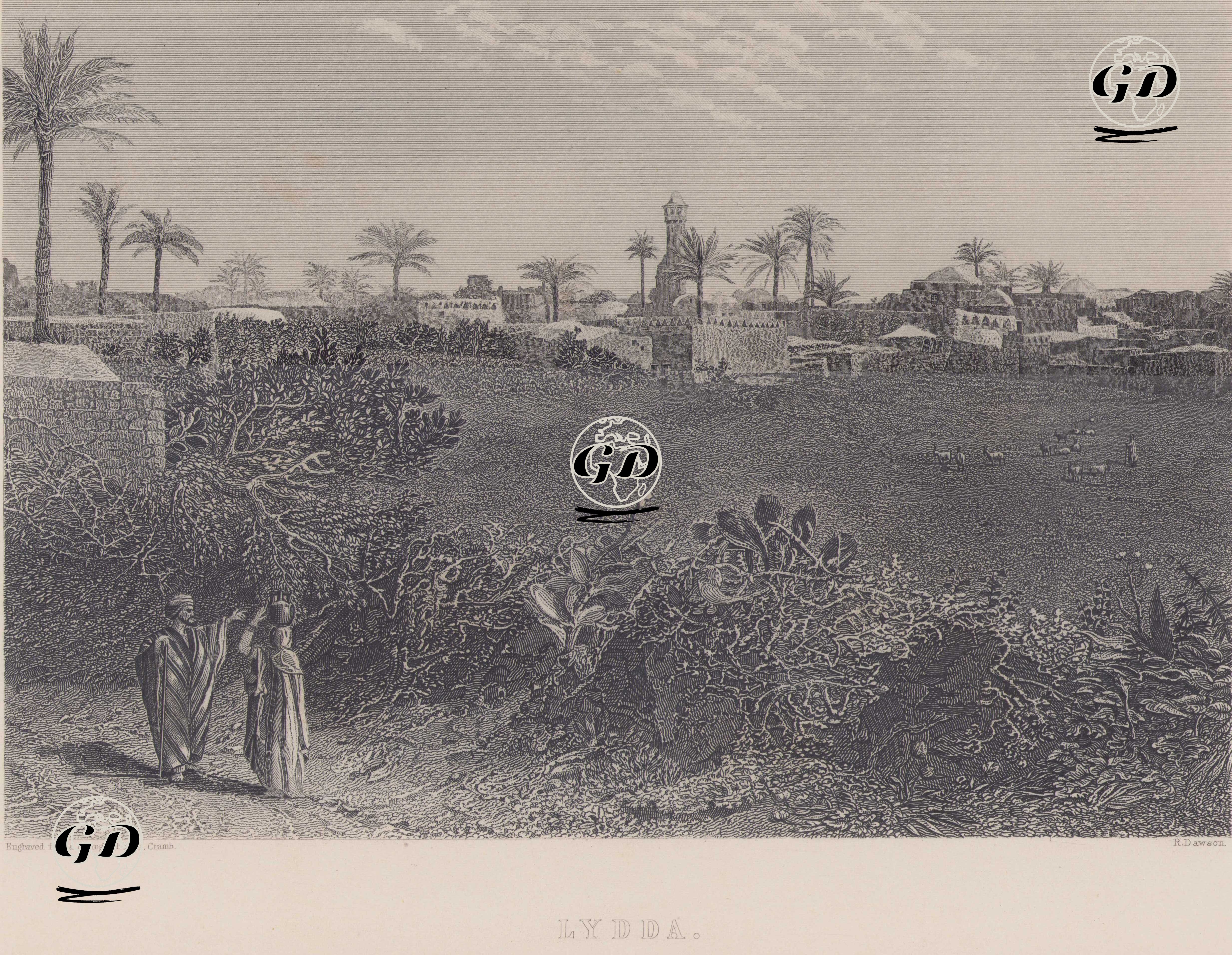 Lidd (Lod) Şehri, Filistin -  - 1850`s
