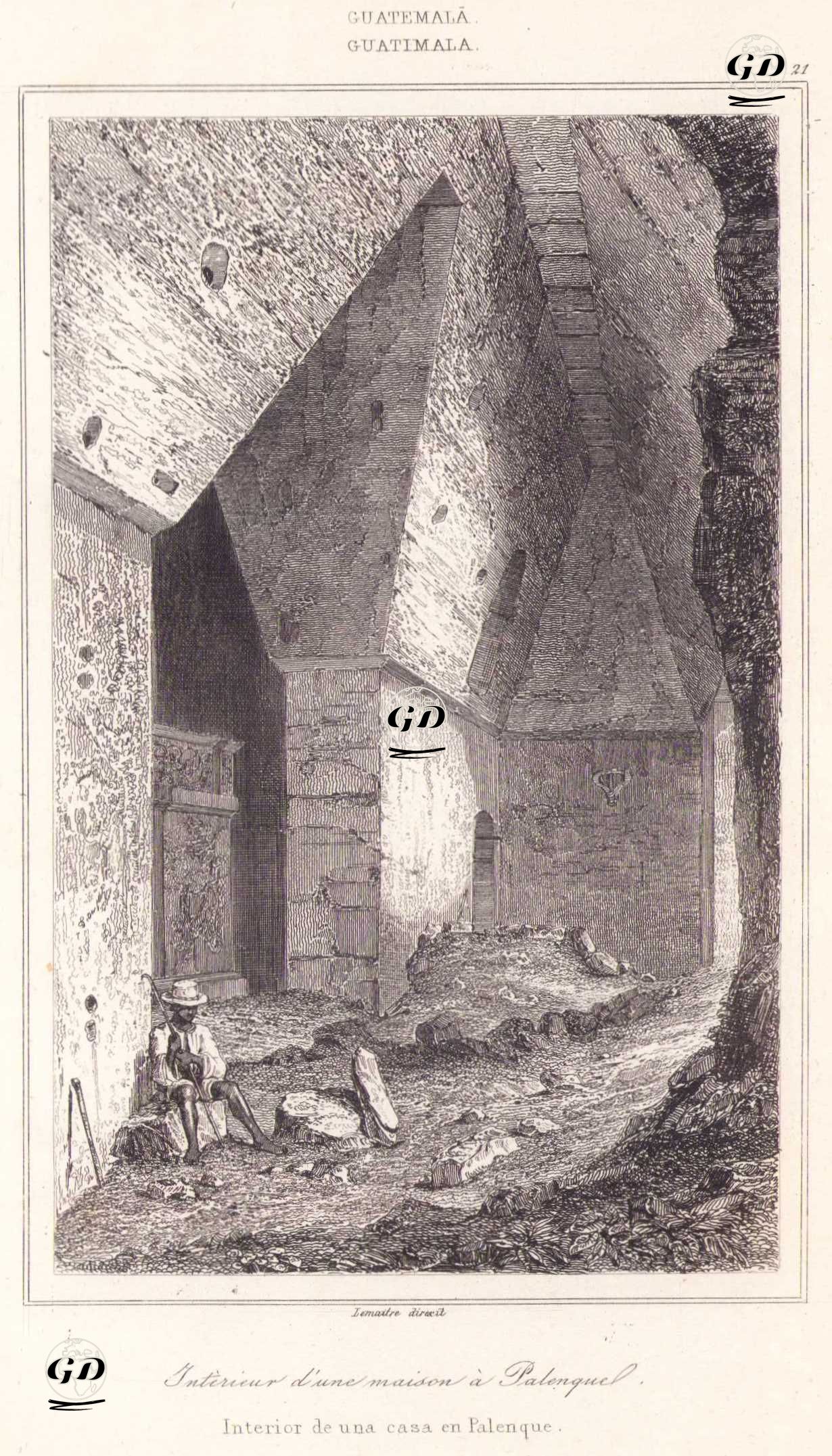 Palenque’de Bir Evin İç Mekanı, Chiapas, Meksika (Plate 21) -  - 1843