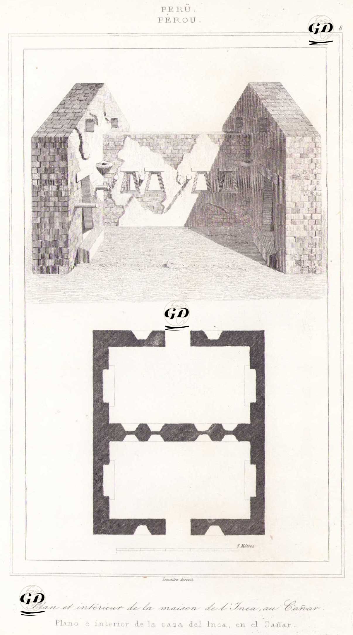 Canar’daki İnka Evinin Planı ve İç Mekanı, Ekvador (Plate 8) -  - 1843