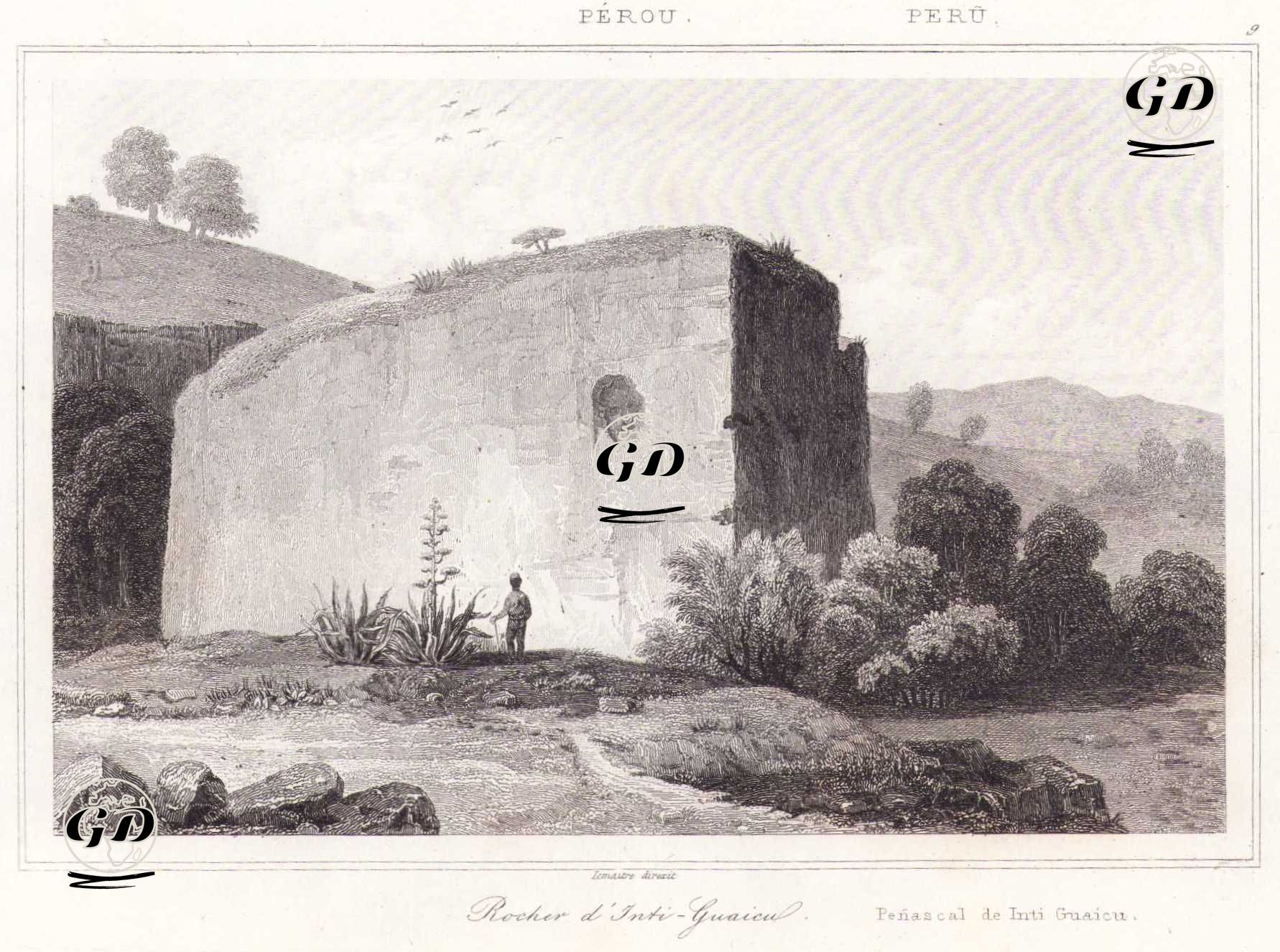 İnti Guacu Kayası, Peru (Plate 9) -  - 1843