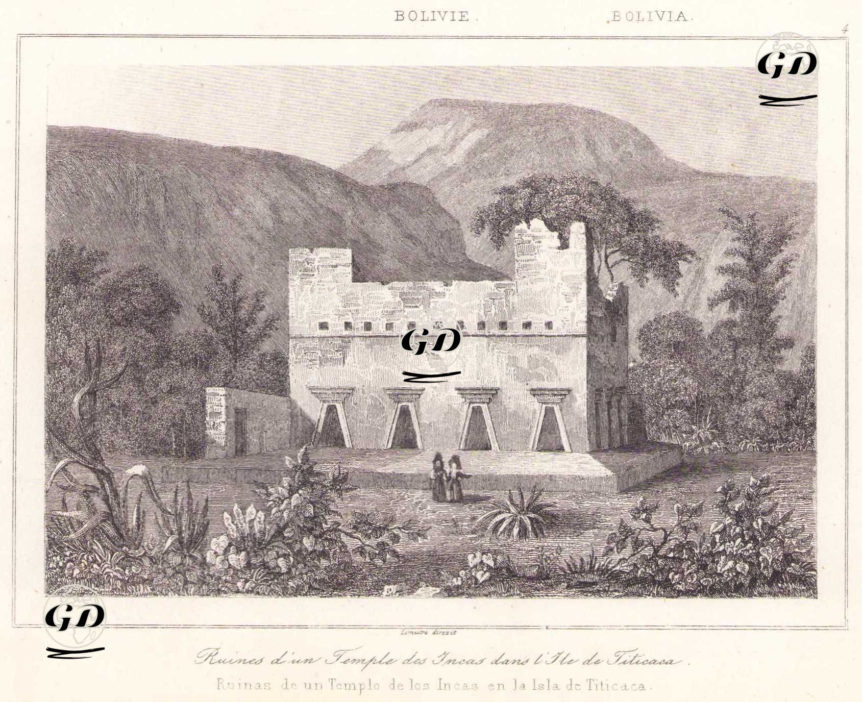 Titicaca Gölü Yakınlarındaki İnka Tapınağı Harabeleri, Bolivya (Plate 4) -  - 1843