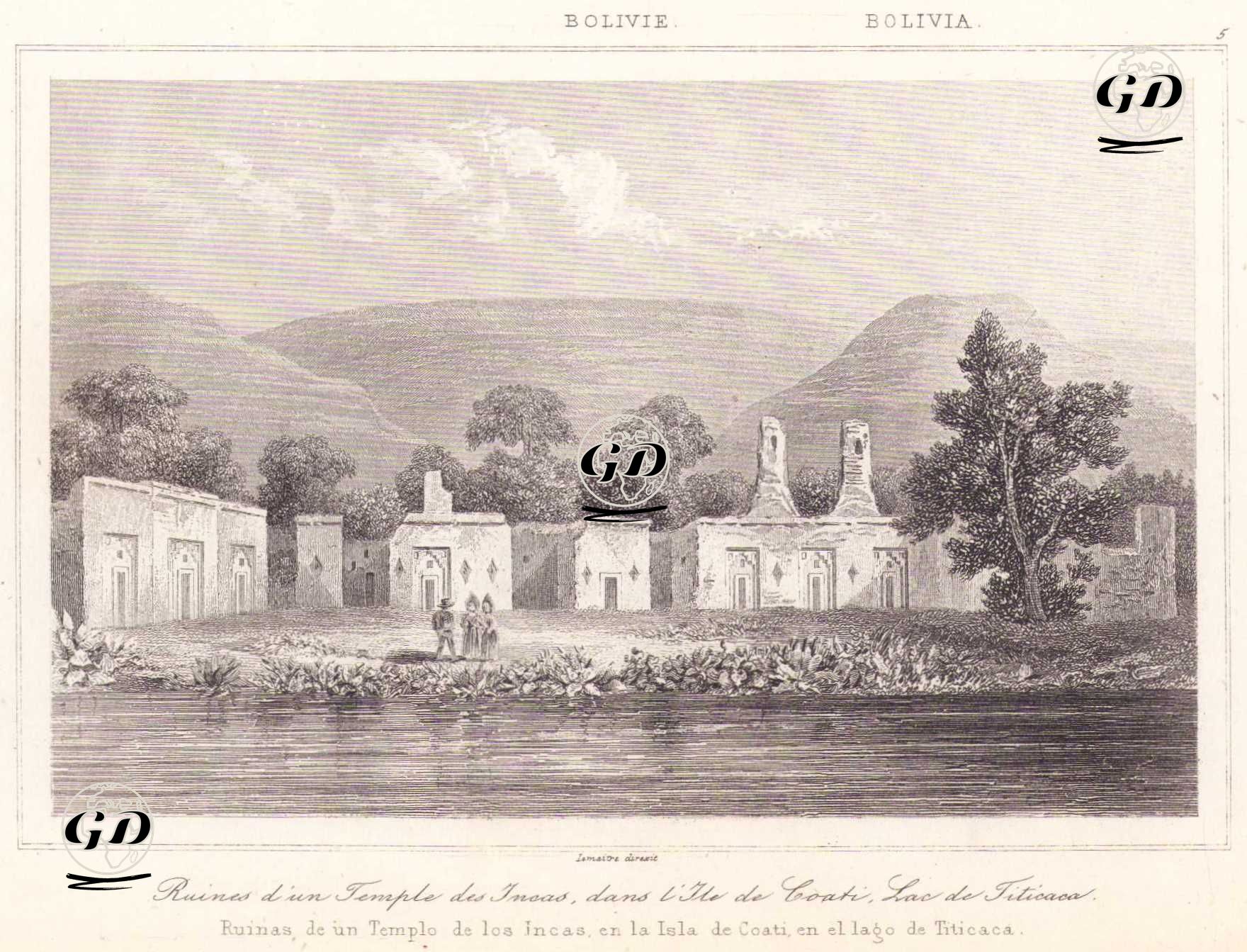 Titicaca Gölündeki Isla de la Luna Adasındaki İnka Tapınağı Harabeleri, Bolivya (Plate 5) -  - 1843