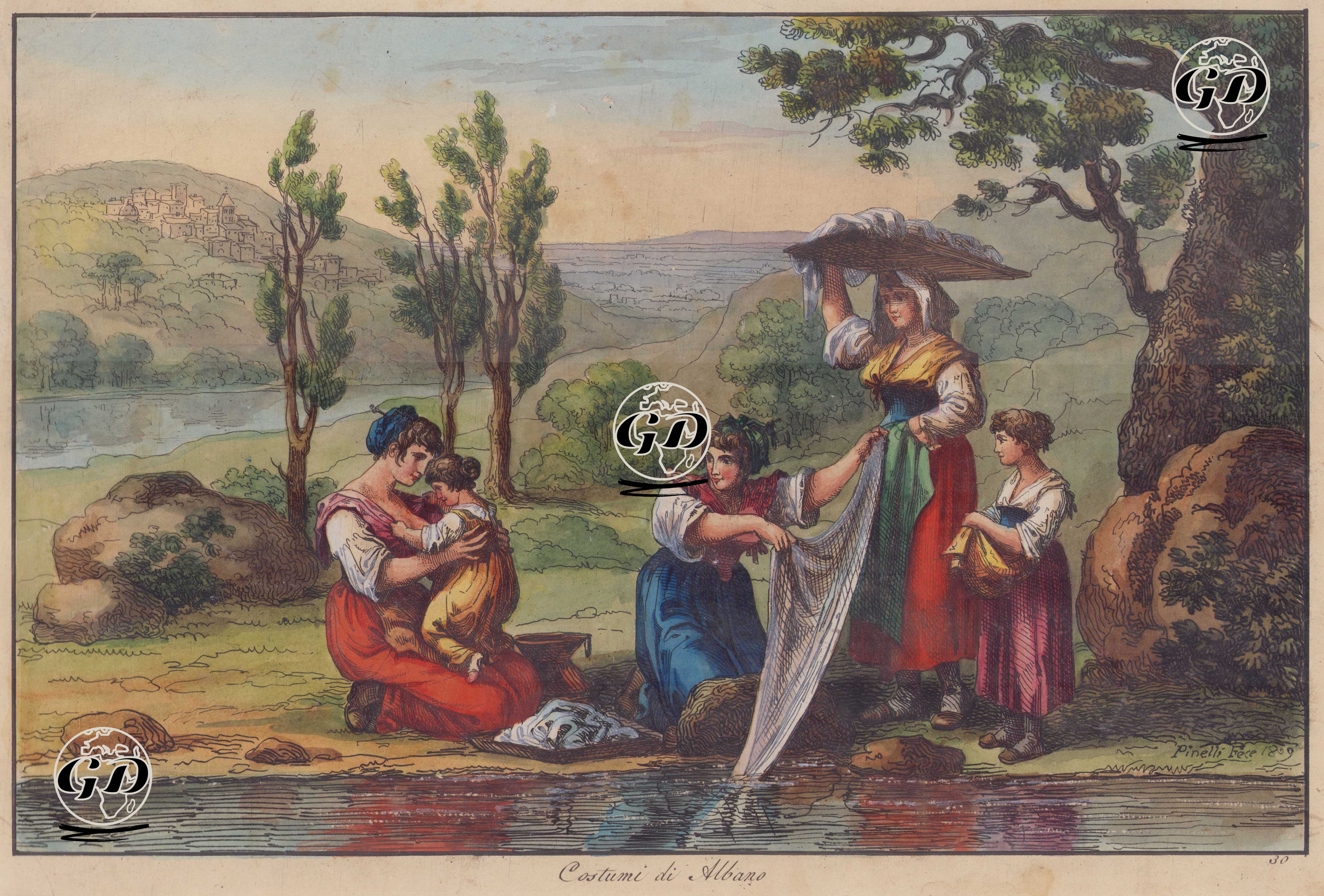 Albano (Lazio) Geleneksel Kıyafetleri - Bartolomeo Pinelli (1781-1835) - 1809