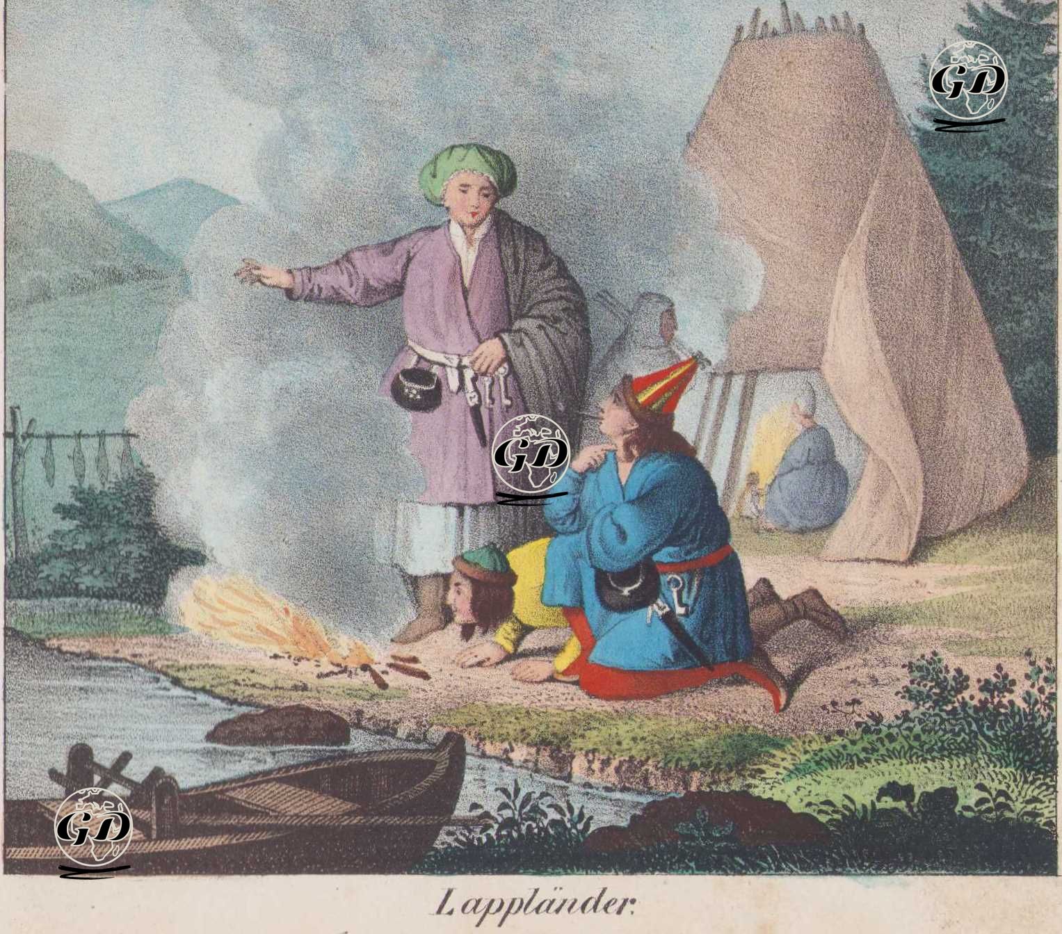 Lapon Halkı  (Laplar-Samiler) - Friedrich Wilhelm Goedsche (1785-1863) - 1840