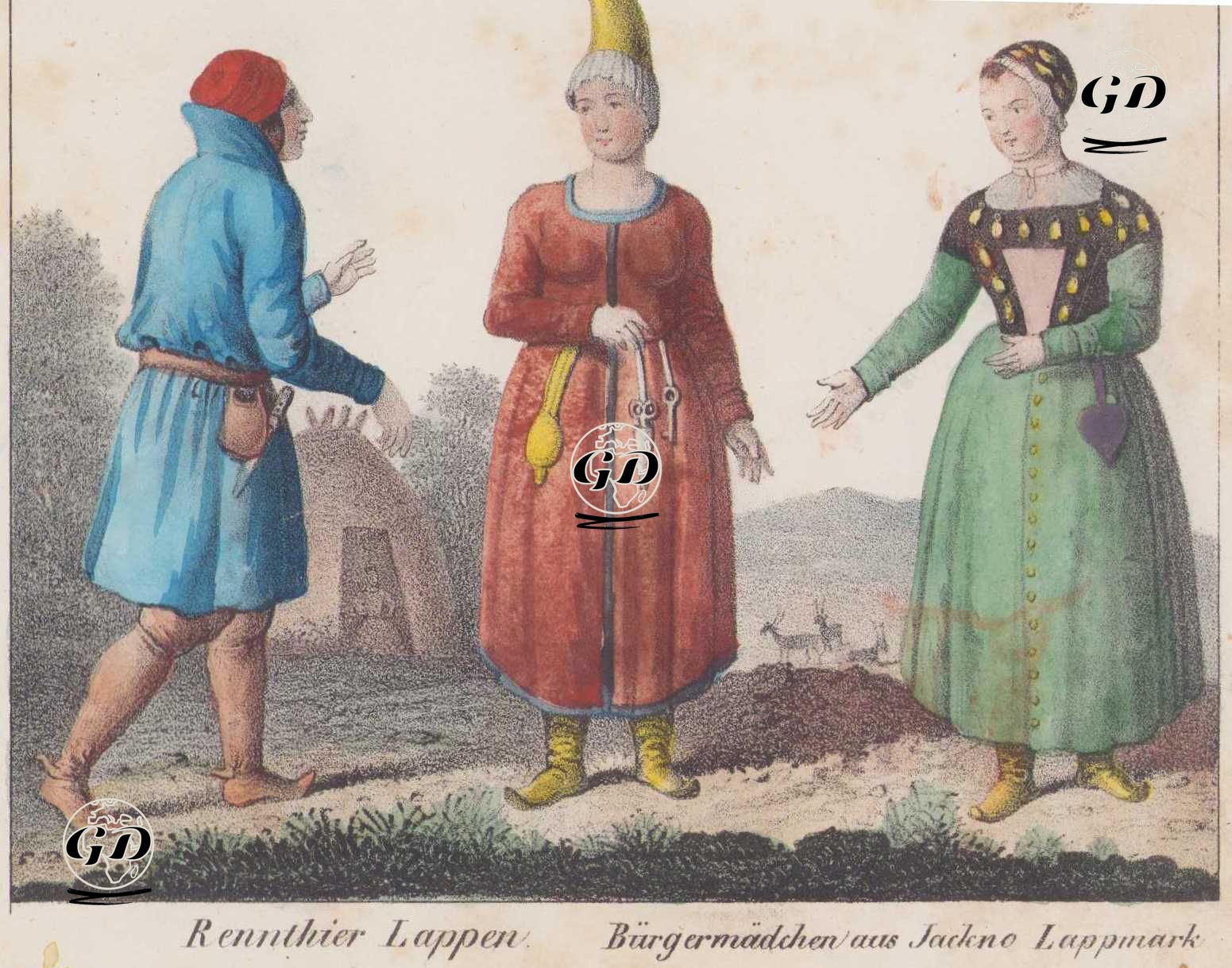 Rennthier Lappen. Bürgermädchen aus Jackno Lappmark - Friedrich Wilhelm Goedsche (1785-1863) - 1840