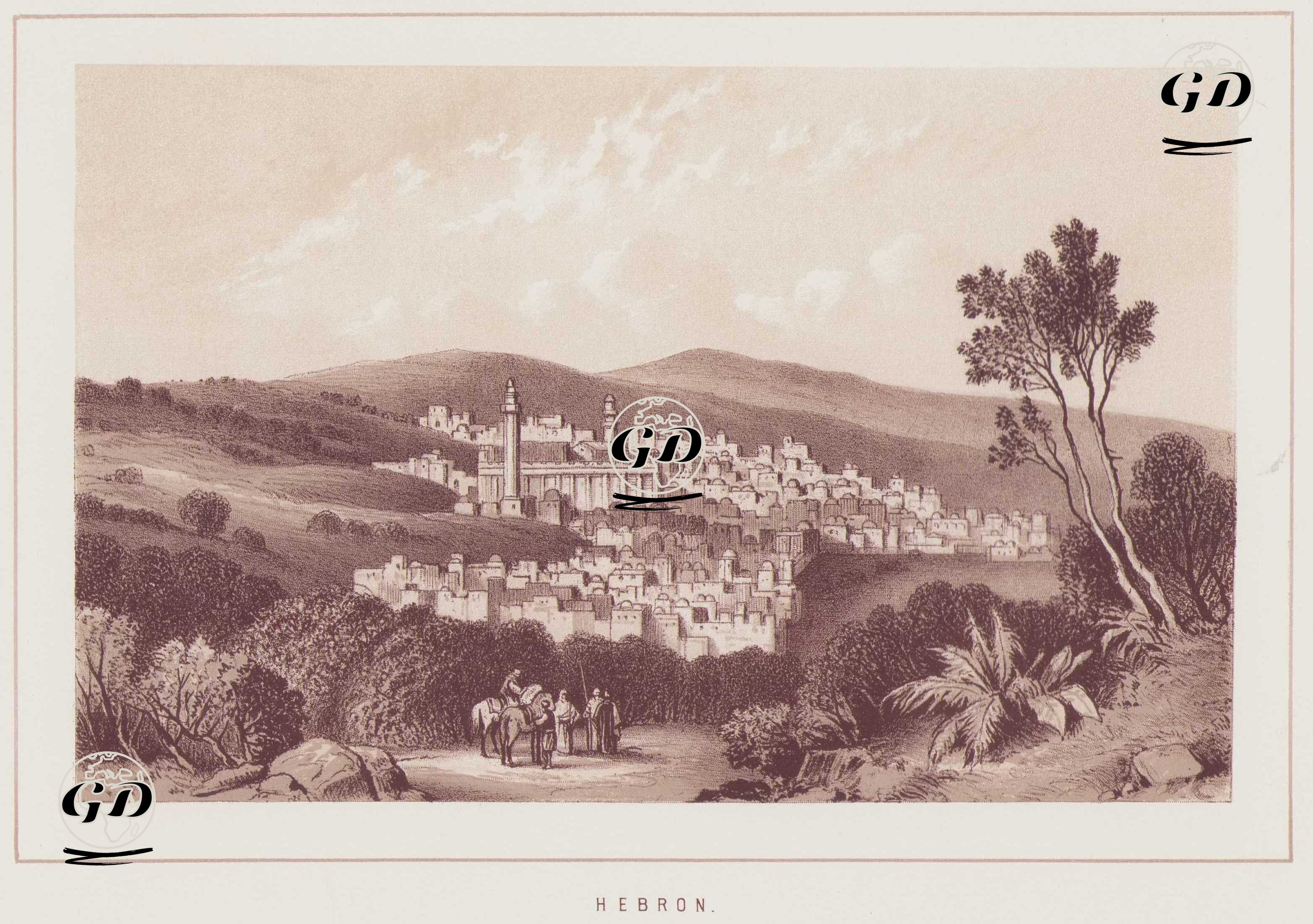 Hebron (El-Halil) Şehri Görünümü -  - 1850`s